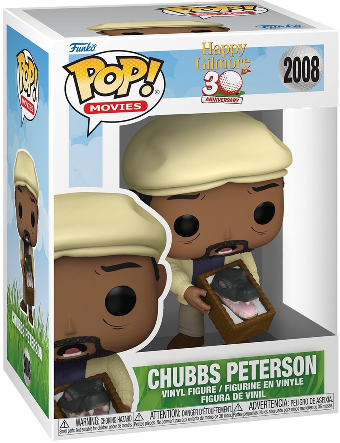 TOP Tiky Funko Happy Gilmore 2008 3rd ANNIVERSARY MOVIES POP! CIRRS FETERSON 21 CHUBBS PETERSON FIGURINE EN VINYLE FIGURE / VINYL DE VINIL FIGURA PELIGRO DE ASFIXIA. D'TOUFFEMENT. ADVERTENCIA: niños menores de 36 meses. DANGER No es adecuado para ATTENTION: de 36 mois. Partes pequerias. HAZARD. enfants de moins WARNING: CHOKING convient pas aux Petites pieces. Ne children under 36 months Not suitable for Small parts.