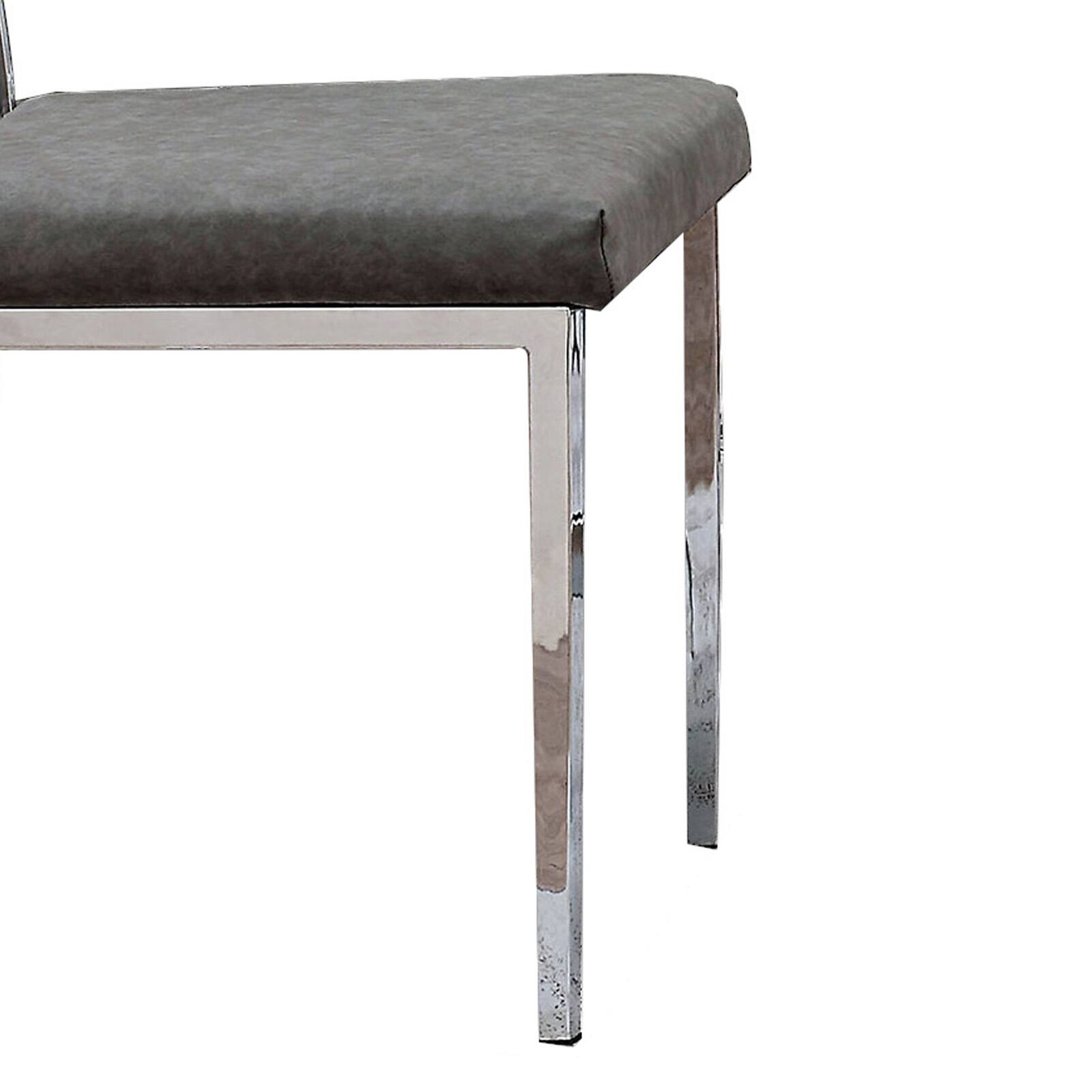 Alt View 2. Manhattan Lane - Metal Dining Side Chair with Acrylic Backing, Set of 2 - Silver and Gray.
