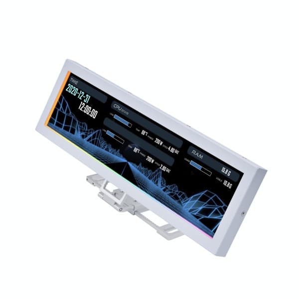 Lian Li - 8.8" Universal Screen for PC - Dynamic Screen Control Customizable ARGB Frame Temperature Display Panel - Mini Monitor - White