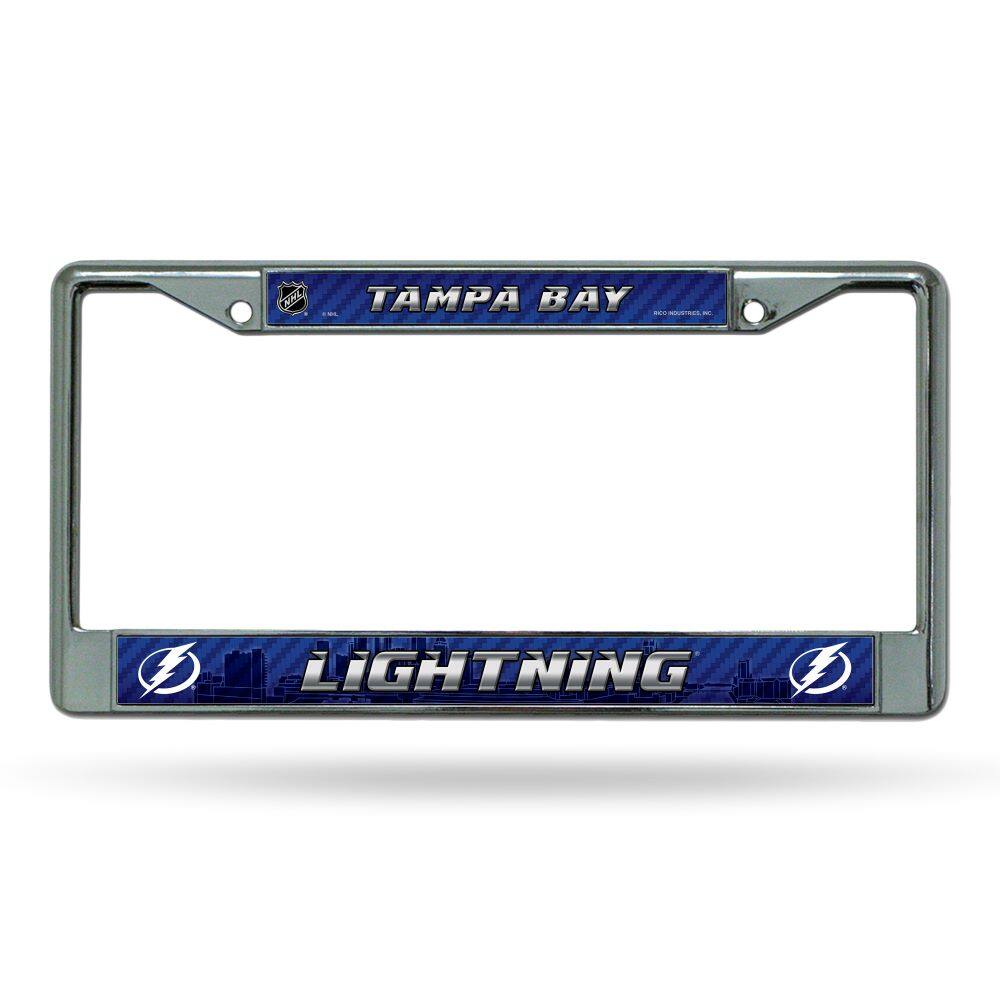 Tampa Bay Lightning - 12" x 6" Standard Size - Chrome Metal License Plate Frame