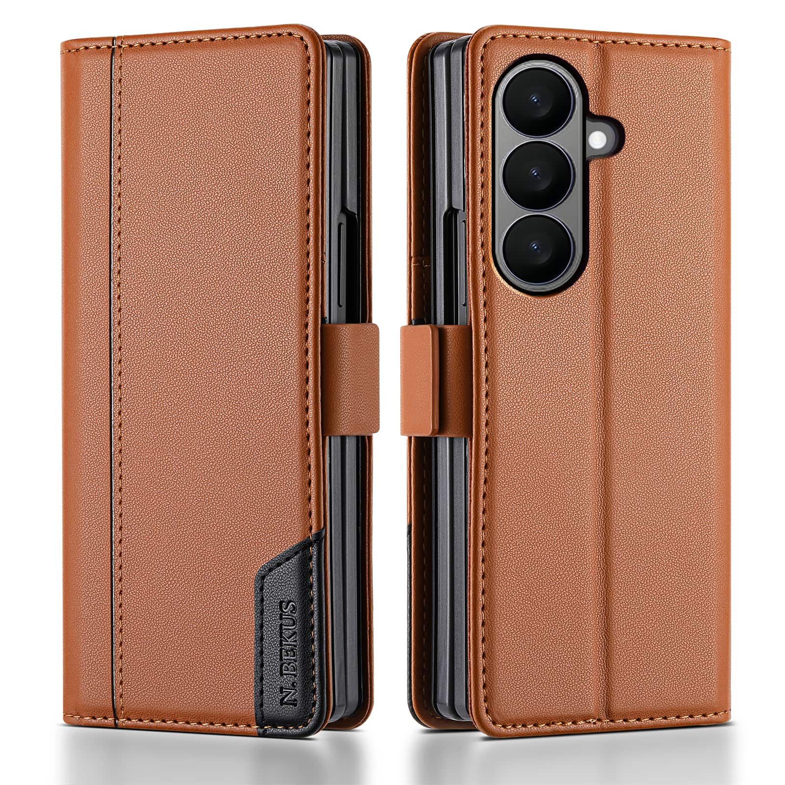 Dteck - Wallet Case for Samsung Galaxy Z Fold8 Ultra, Leather Folio Cover with Card Slots & Magnetic Closure - Brown price history on PriceWatchPro