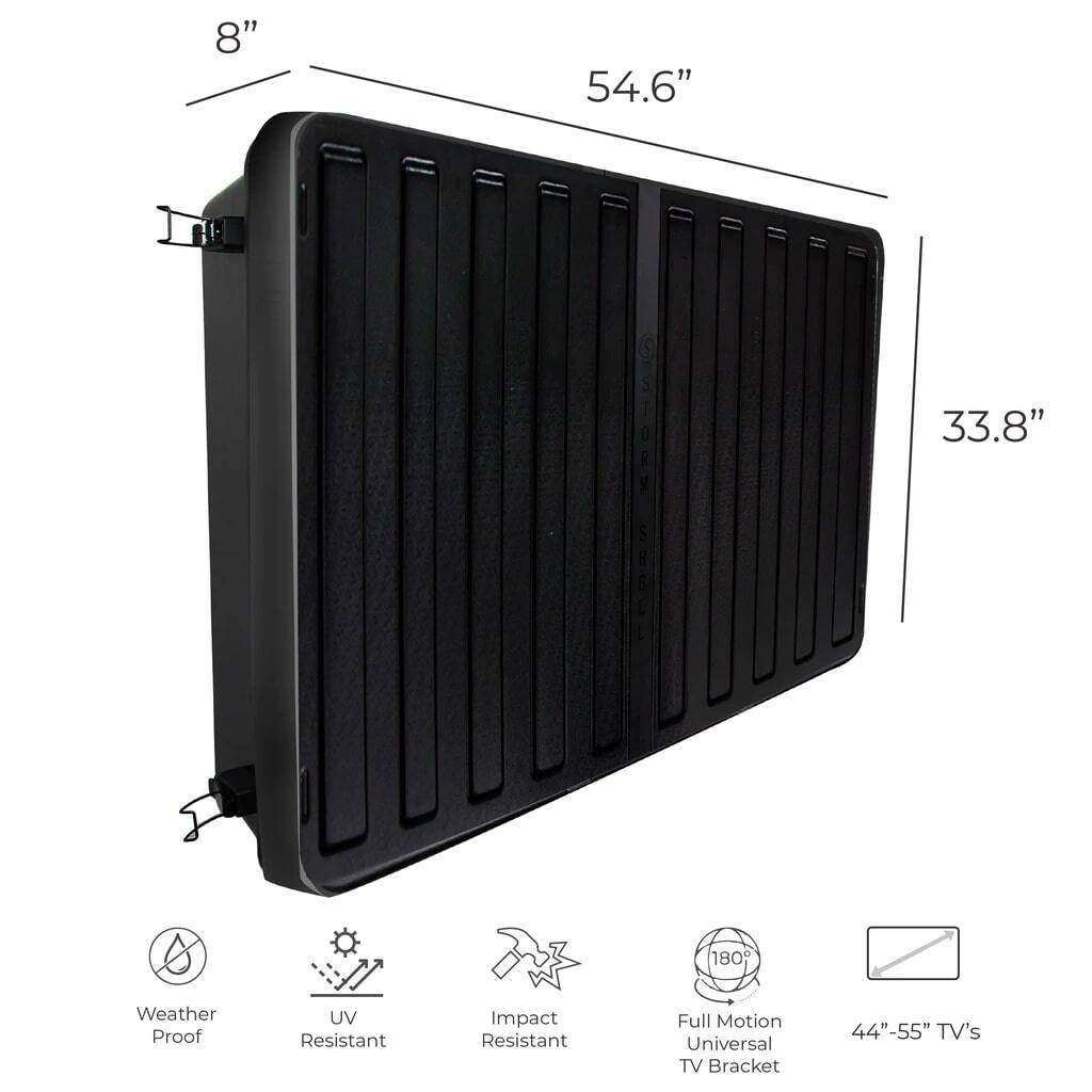 Left. Heat Storm - Storm Shell Weatherproof 55" Outdoor TV Enclosure - Black.