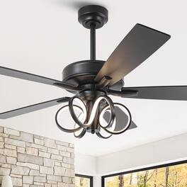 Parrot Uncle - 52-inch Modern Indoor LED Ceiling Fan with Remote Control - Black
