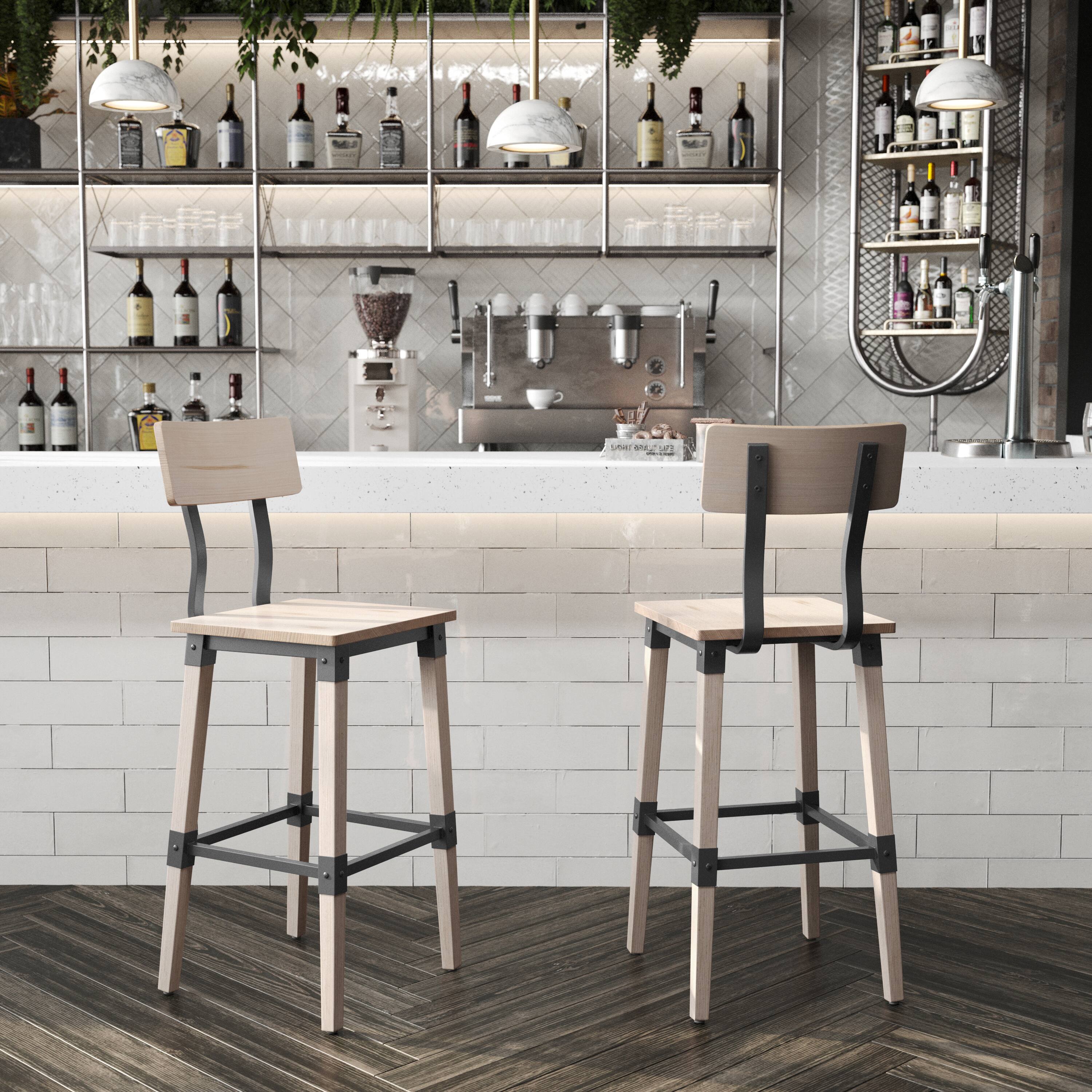 Alt View 2. Flash Furniture - Jackson 2 Pack Commercial Grade Rustic Antique White Industrial Wood Dining Barstool - White.