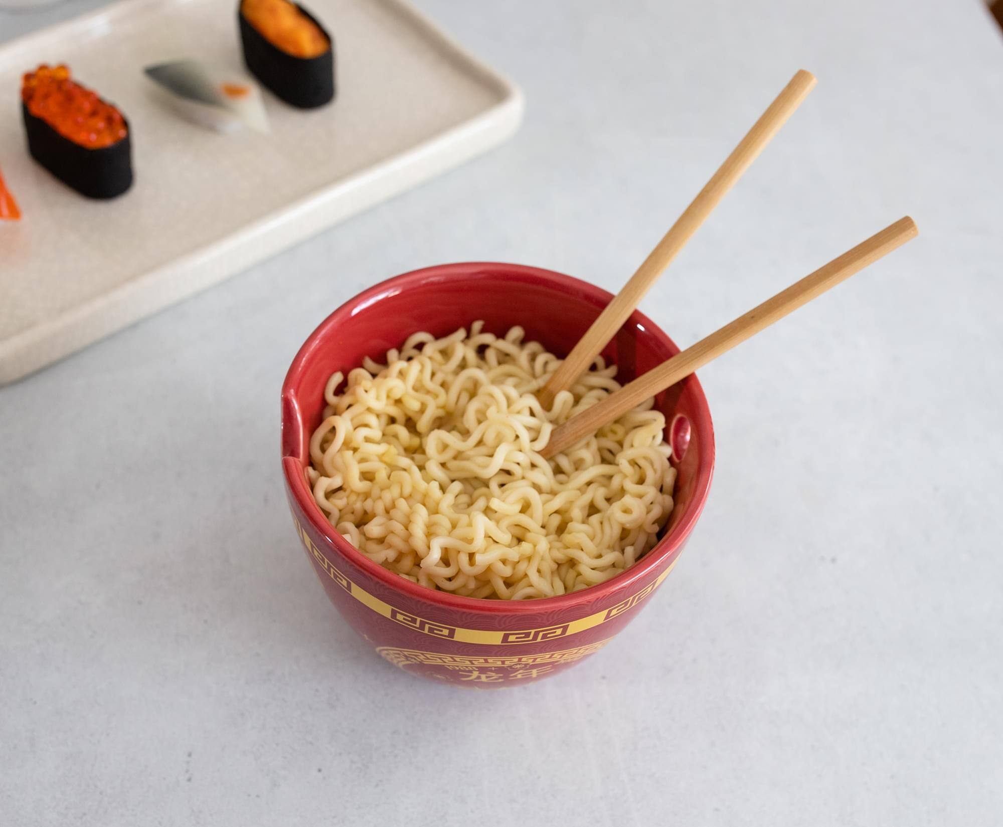 Alt View 3. Boom Trendz - Year Of The Dragon Chinese Zodiac 16-Ounce Ramen Bowl and Chopstick Set - Red.