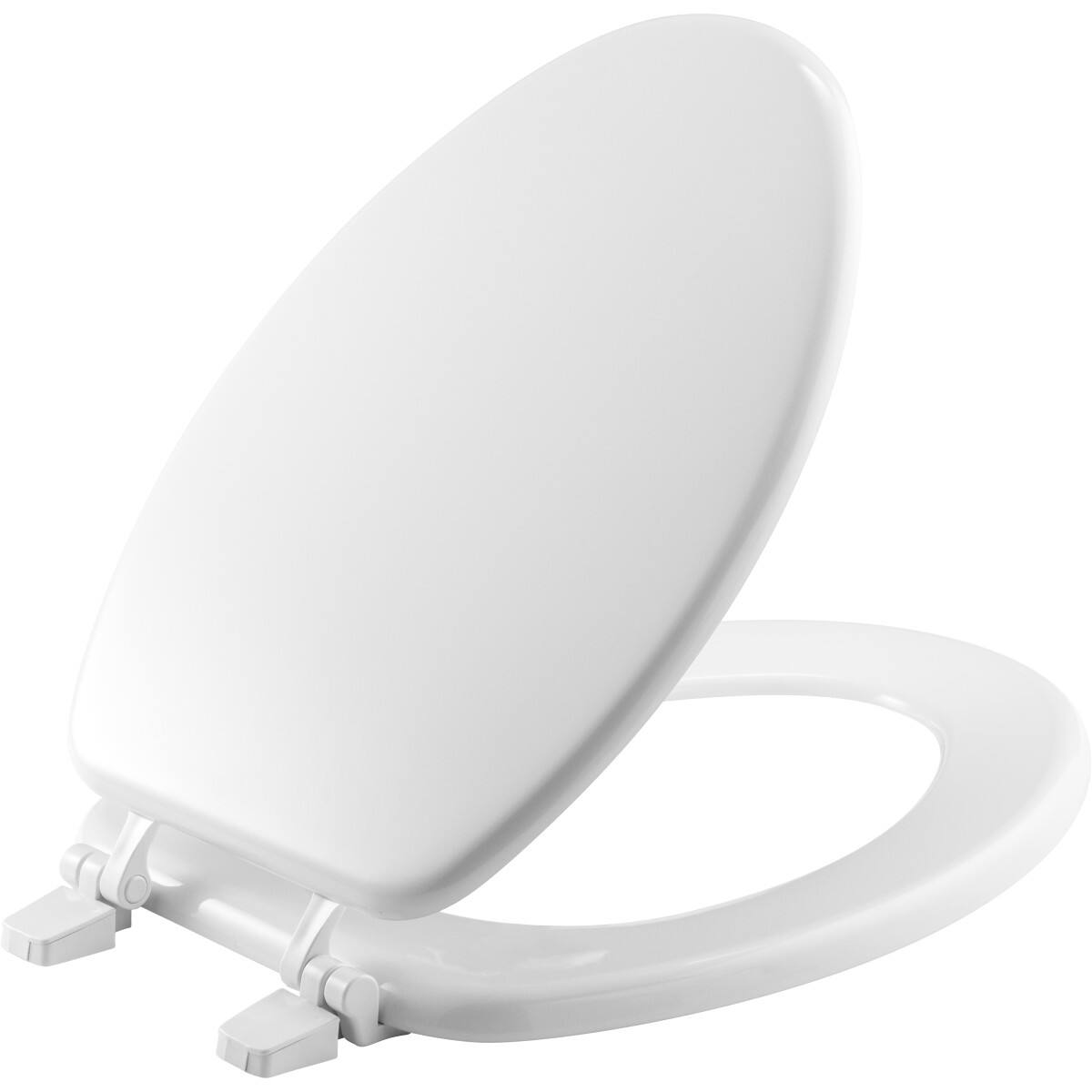 Front. BEMIS - Bemis Elongated Enameled Wood Toilet Seat in White with Top-Tite Hinge - White.