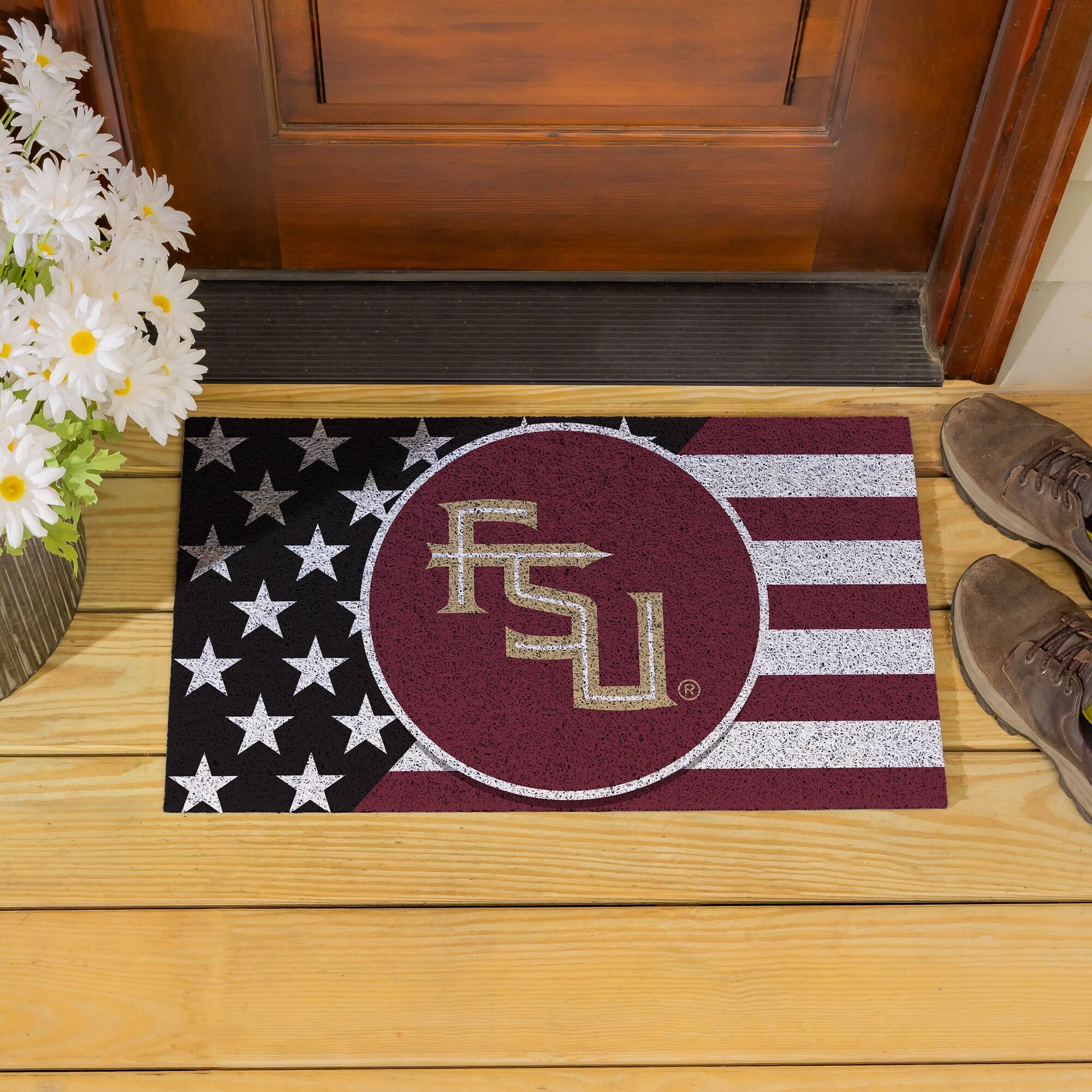 Alt View 3. Evergreen Enterprises - Florida State Seminoles 16" x 28" Stars & Stripes Patriotic Turf Mat - Multicolor.