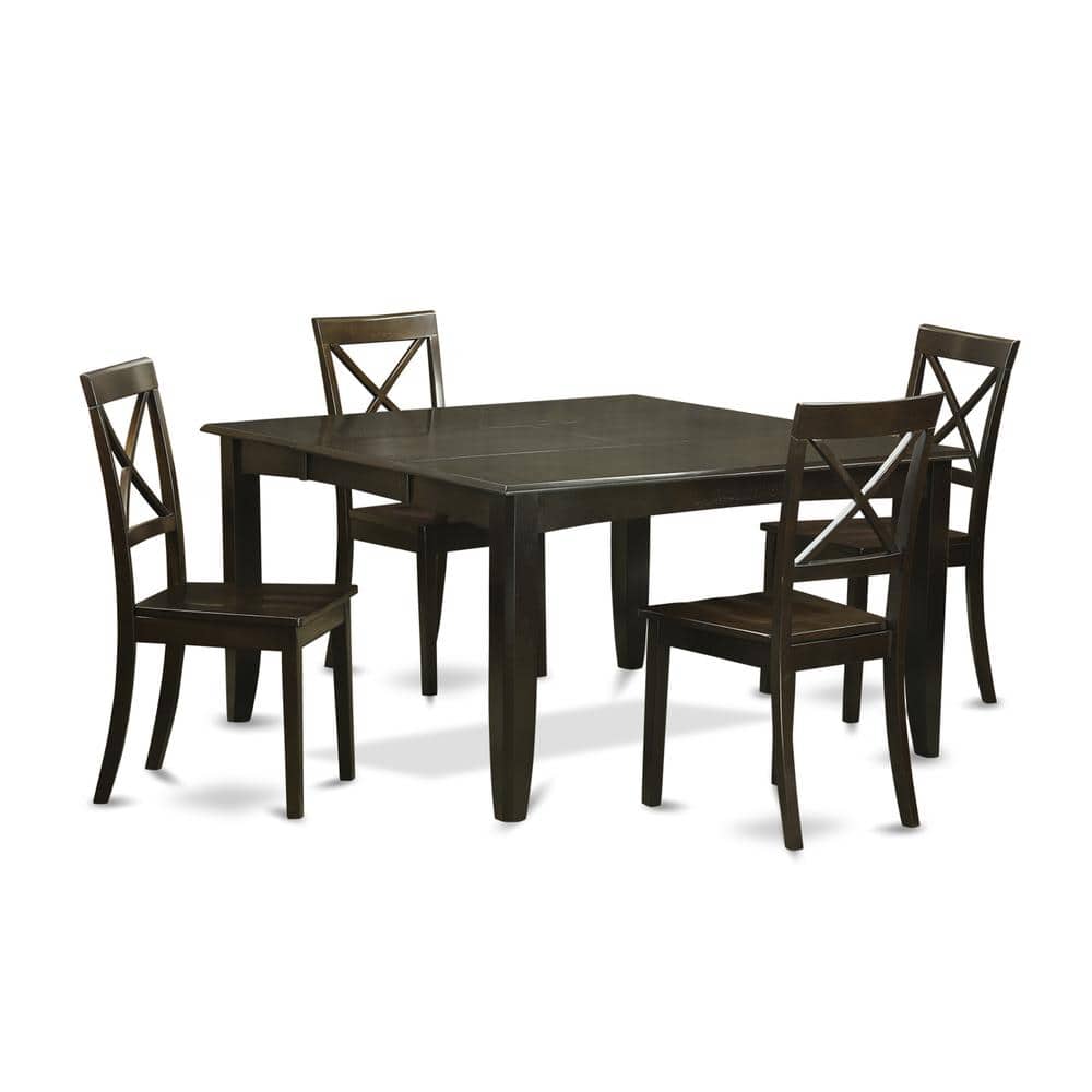 East West Furniture - 5 PC Dining room set-Dining Table with Leaf and 4 Kitchen Chairs - Cappuccino price history on PriceWatchPro