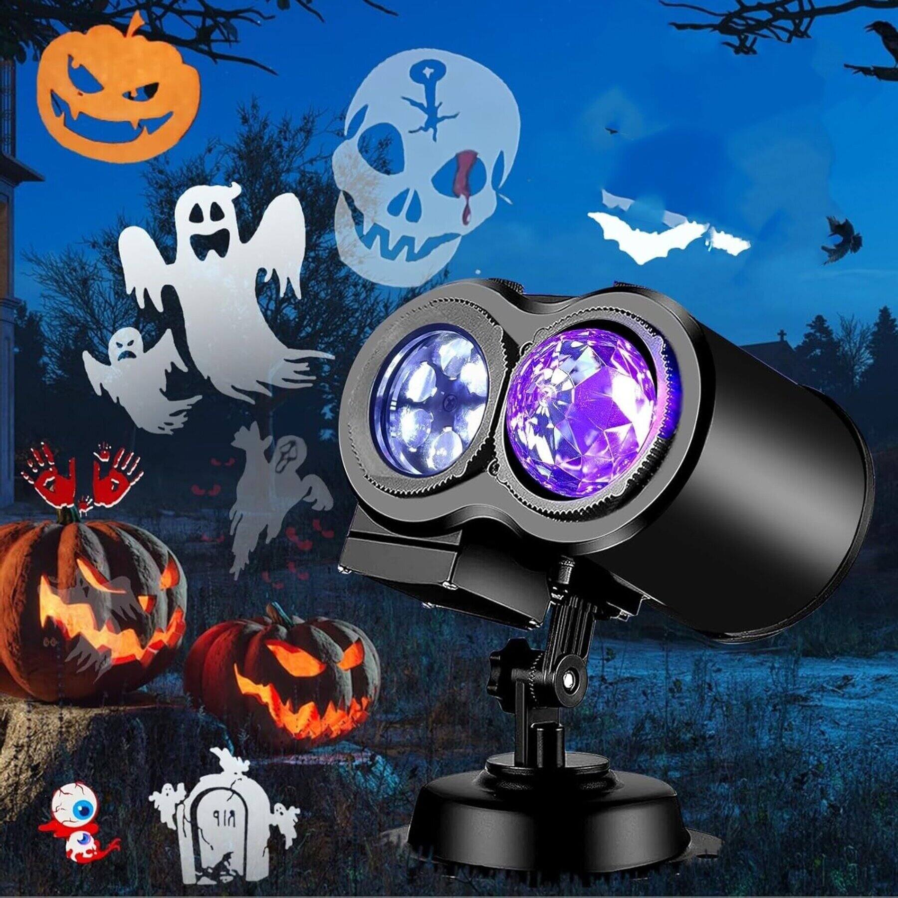 Front. Dazzed Corner - Halloween Projector Lights, 4 Holiday Themes & Ocean Wave Effects - Black.