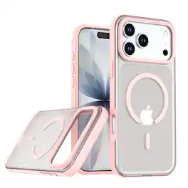 Dteck - for Apple iPhone 17 Pro Max Magnetic Matte Translucent Case,Slim Shock-absorbent Rugged Non-Slip Protective Back Cover - Pink
