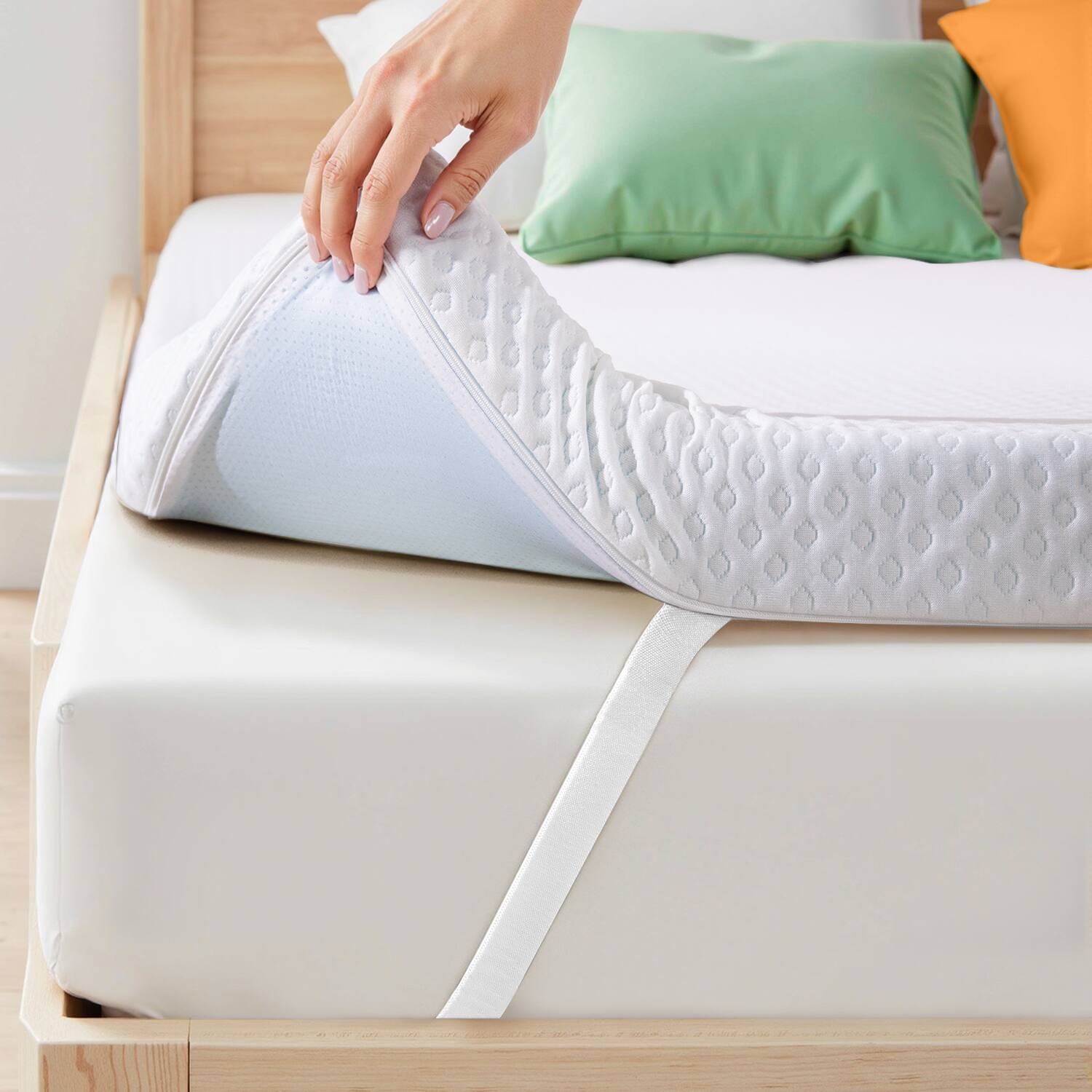 Alt View 7. KERDOM - 3 inch Thick Memory Foam Mattress Topper Pad King Bed Size, Machine Washable Cover, Breathable Soft Comfort Sleep - White.