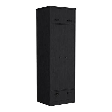 Front. TuHome - Falkland Armoire Black MDF - Black.