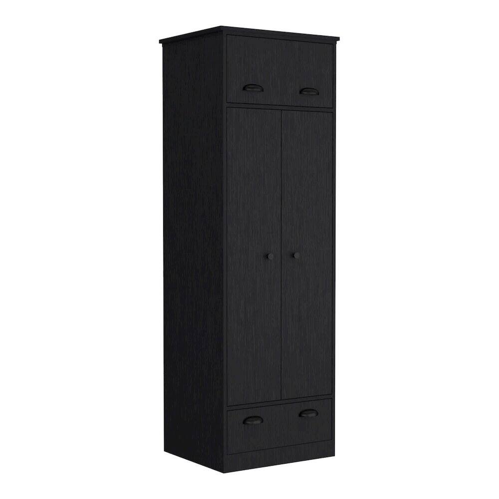 Front. TuHome - Falkland Armoire Black MDF - Black.