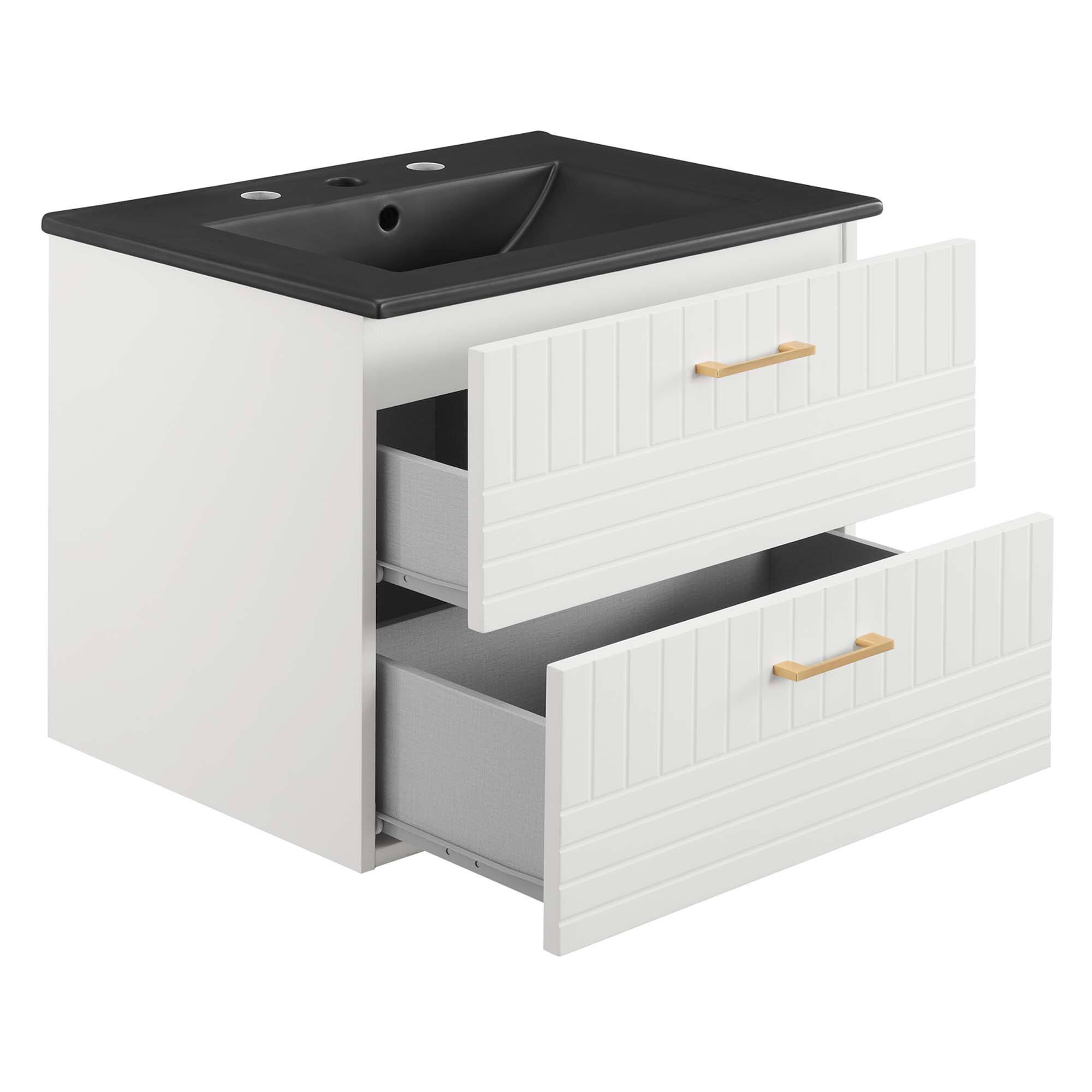 Alt View 1. Modway - Daybreak Wall-Mount Bathroom Vanity Basin Included by Modway - White Black.