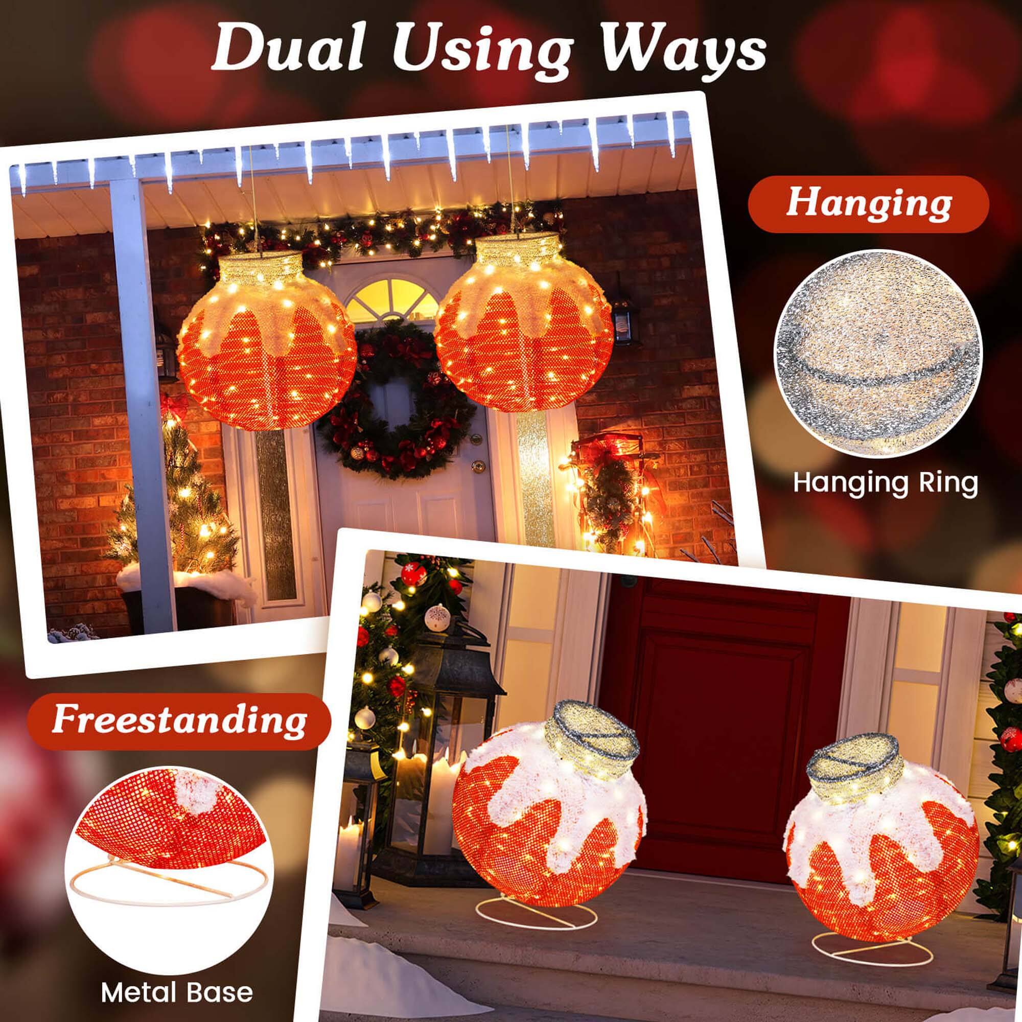 Dual Using Ways

Hanging
- Hanging Ring

Freestanding
- Metal Base