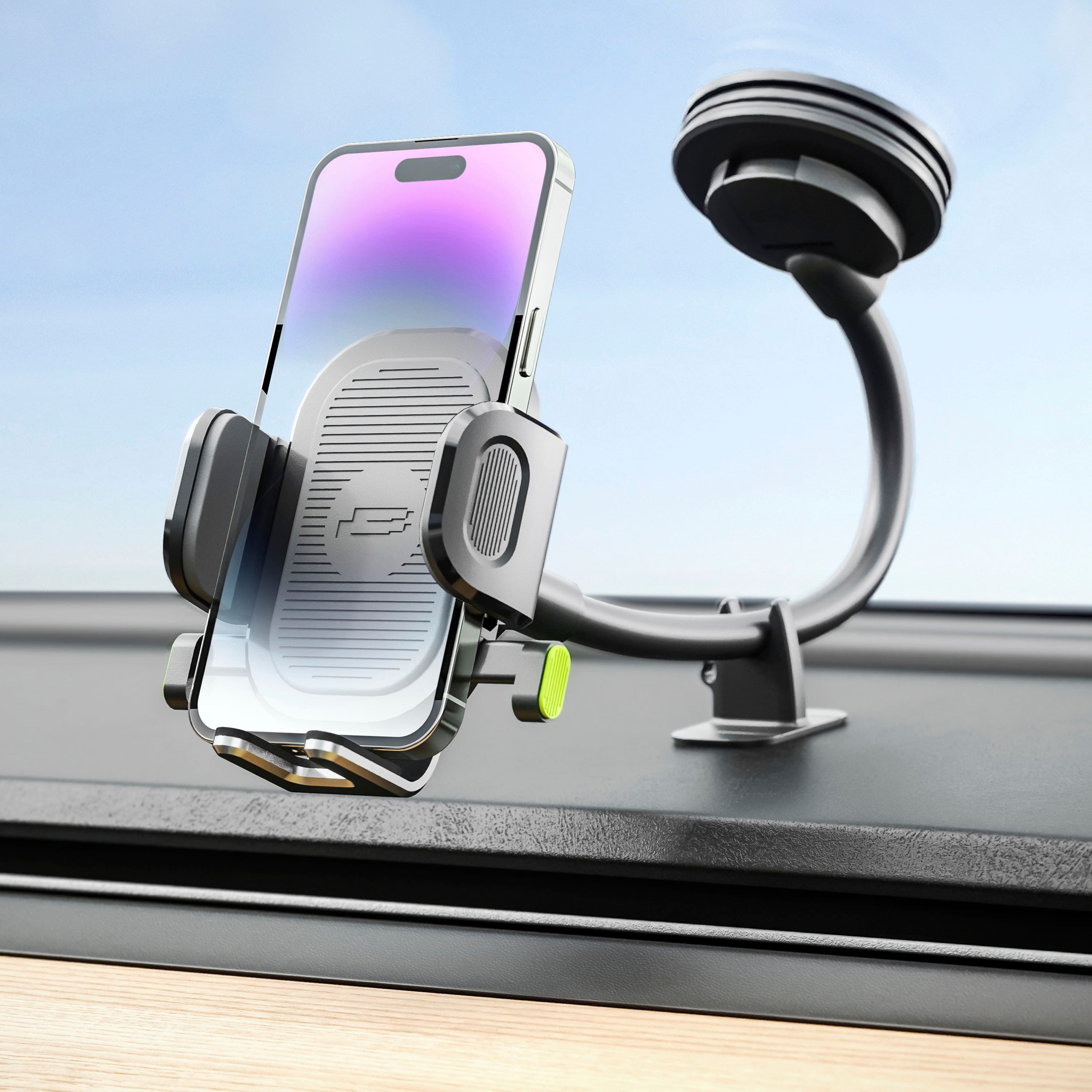 Front. Bracketron - OneClick Flex Window, Dash & Vent Mount - Black.