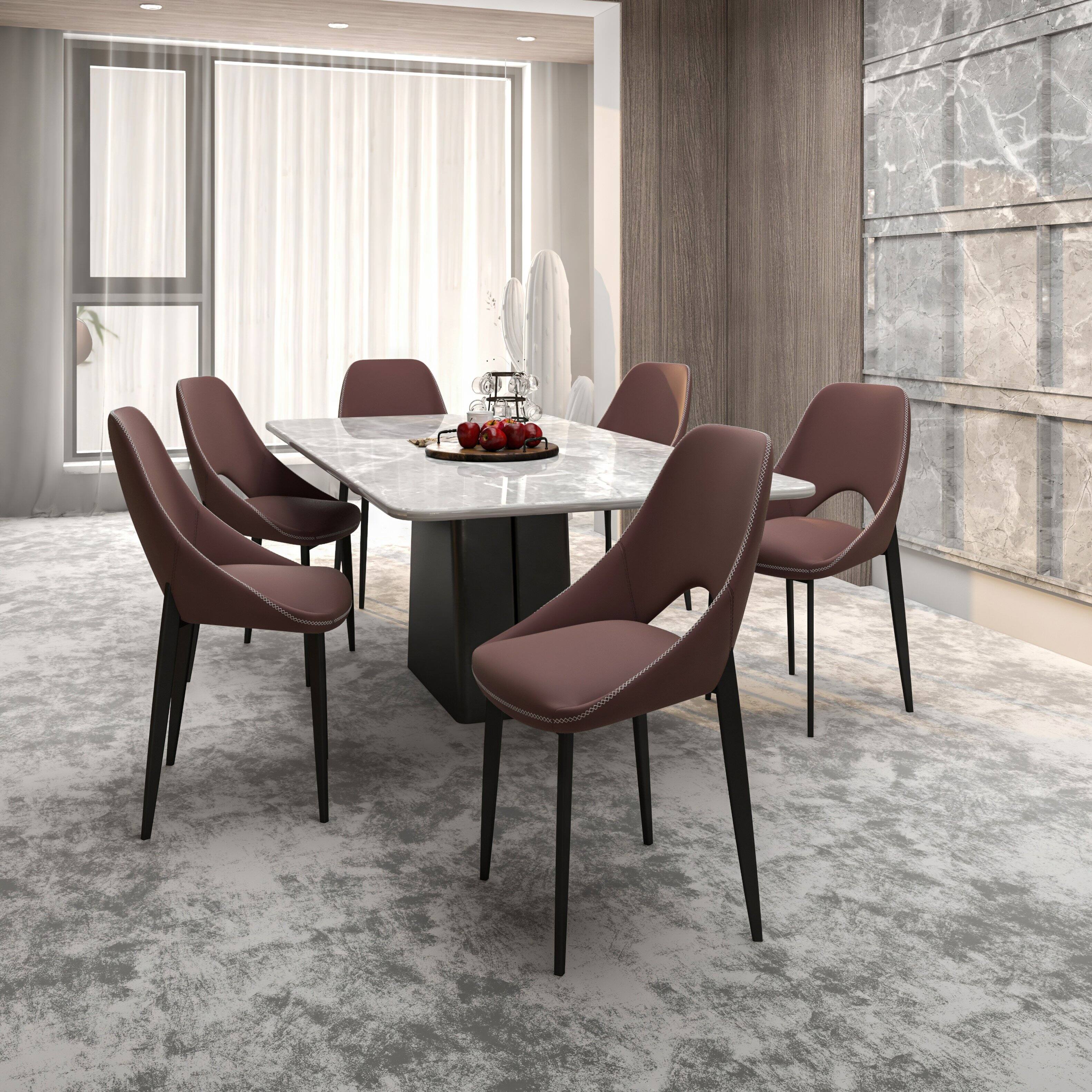 Left. LeisureMod - Amalfi 2-PCS Contemporary Upholstered Accent Dining Chair, Foam-Cushioned Living Room & Kitchen Side Chair - Plum Purple.
