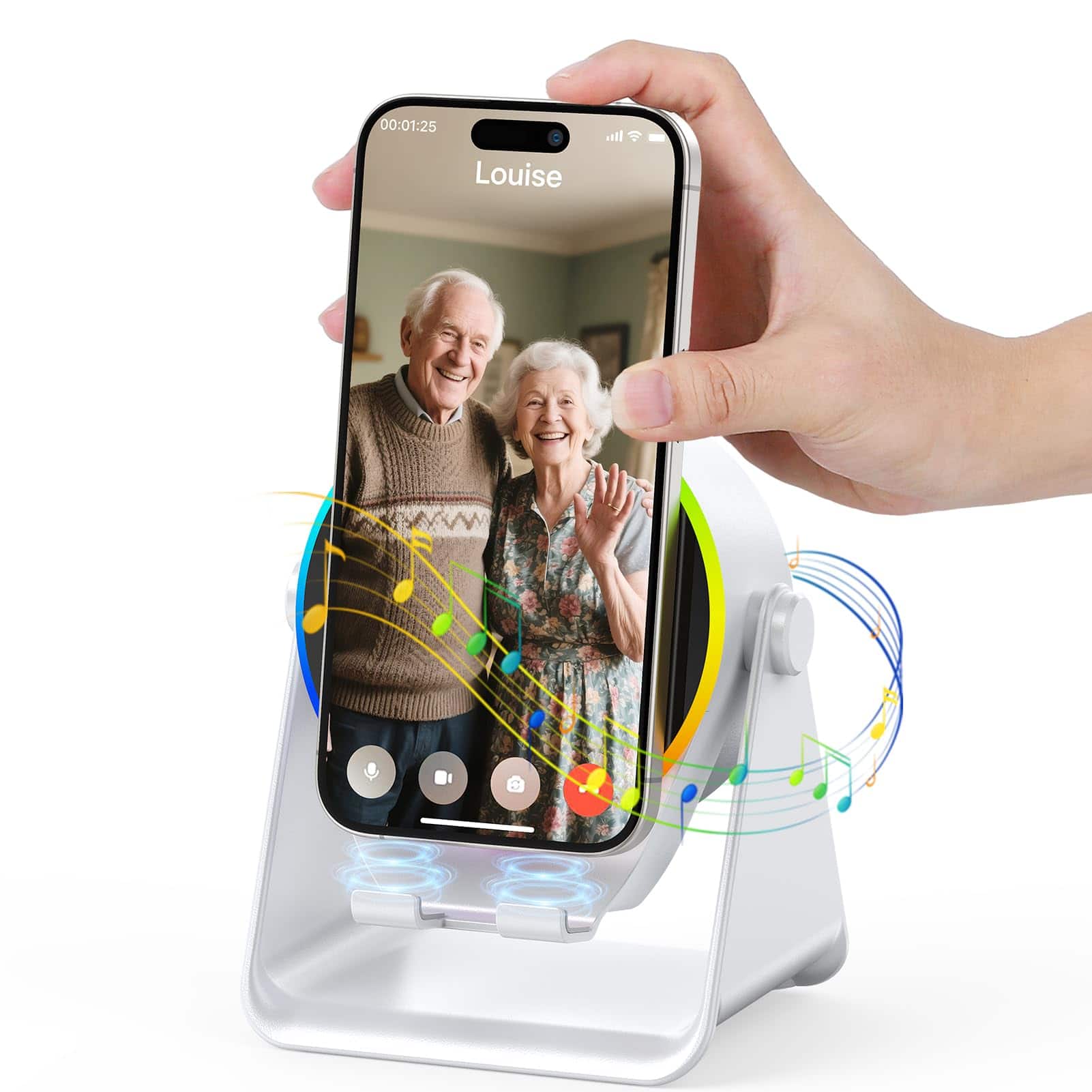 Pacoar Cade - Light Wireless Induction Multi-functional With Phone Stand & Rgb Light Hd Surround Sound Compatible Android Ipad - Round - White