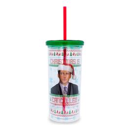 Silver Buffalo - The Office "Christmas Is Cancelled" Carnival Cup With Lid and Straw | Holds 20 Ounces - Green