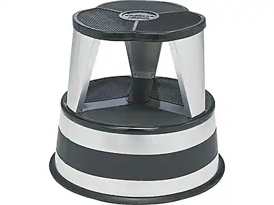 Front. Cramer - Kik-Step 1.17'H Steel Step Stool - Silver/Black.
