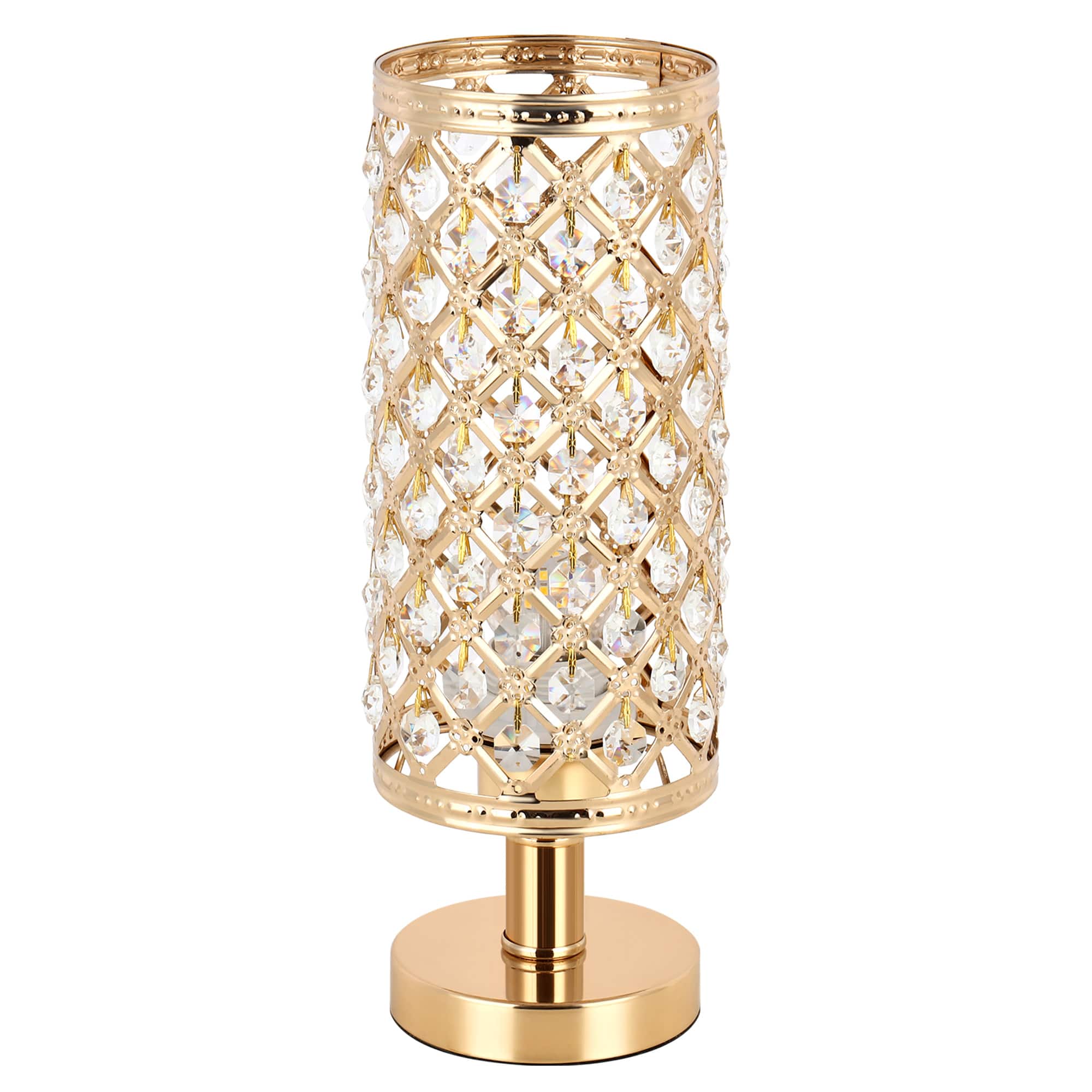 Oumilen - Luxury Gold Crystal Table Lamp, Elegant Metal Base for Bedroom, Vanity, Living Room Decor