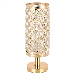 Oumilen - Luxury Gold Crystal Table Lamp, Elegant Metal Base for Bedroom, Vanity, Living Room Decor