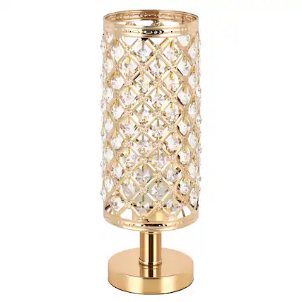 Front. Oumilen - Luxury Gold Crystal Table Lamp, Elegant Metal Base for Bedroom, Vanity, Living Room Decor.