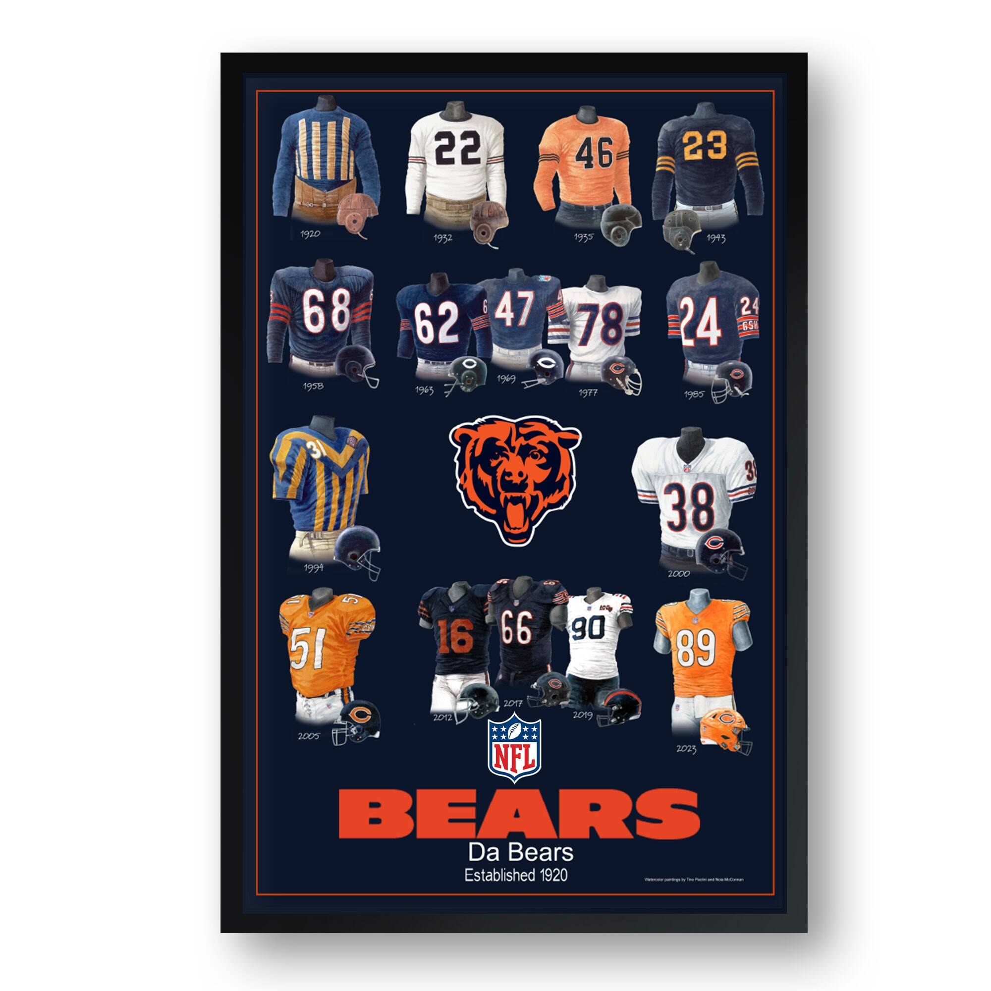 Chicago Bears 27" x 39" Uniform Heritage Framed Art Print