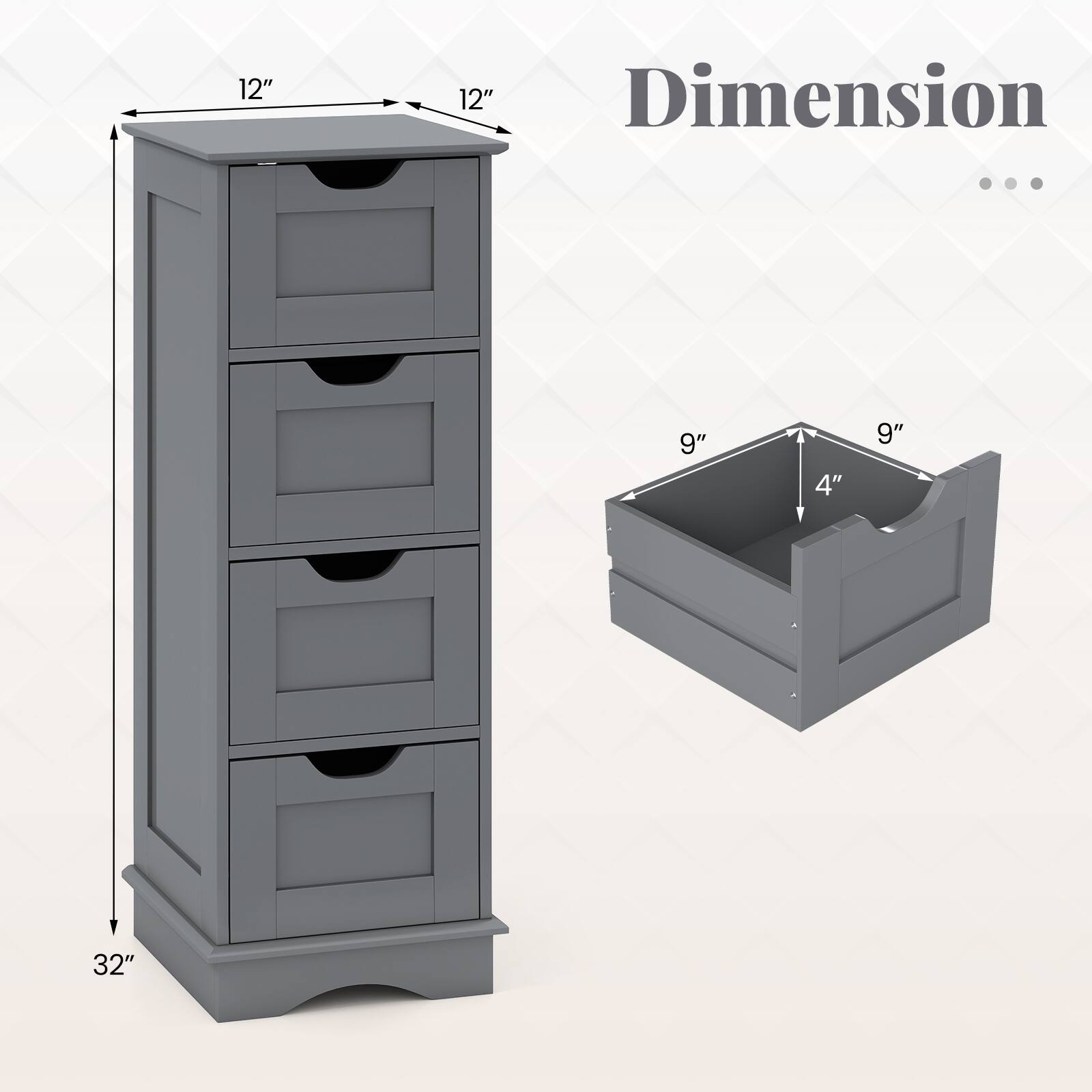 12"  
12" Dimension  
...  
9"  
4"  
9"  
32"