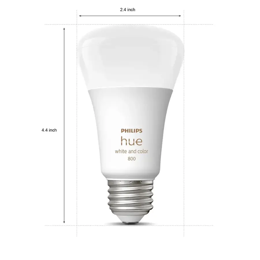 The text on the image reads "2.4 inch 4.4 inch PHILIPS hue white and color 800." This text is grouped and corrected as follows:

"2.4 inch 4.4 inch PHILIPS hue white and color 800."

The text is grouped as "2.4 inch 4.4 inch PHILIPS hue white and color 800," and the corrections made are adding spaces between the words and numbers, and capitalizing the first letter of each word.