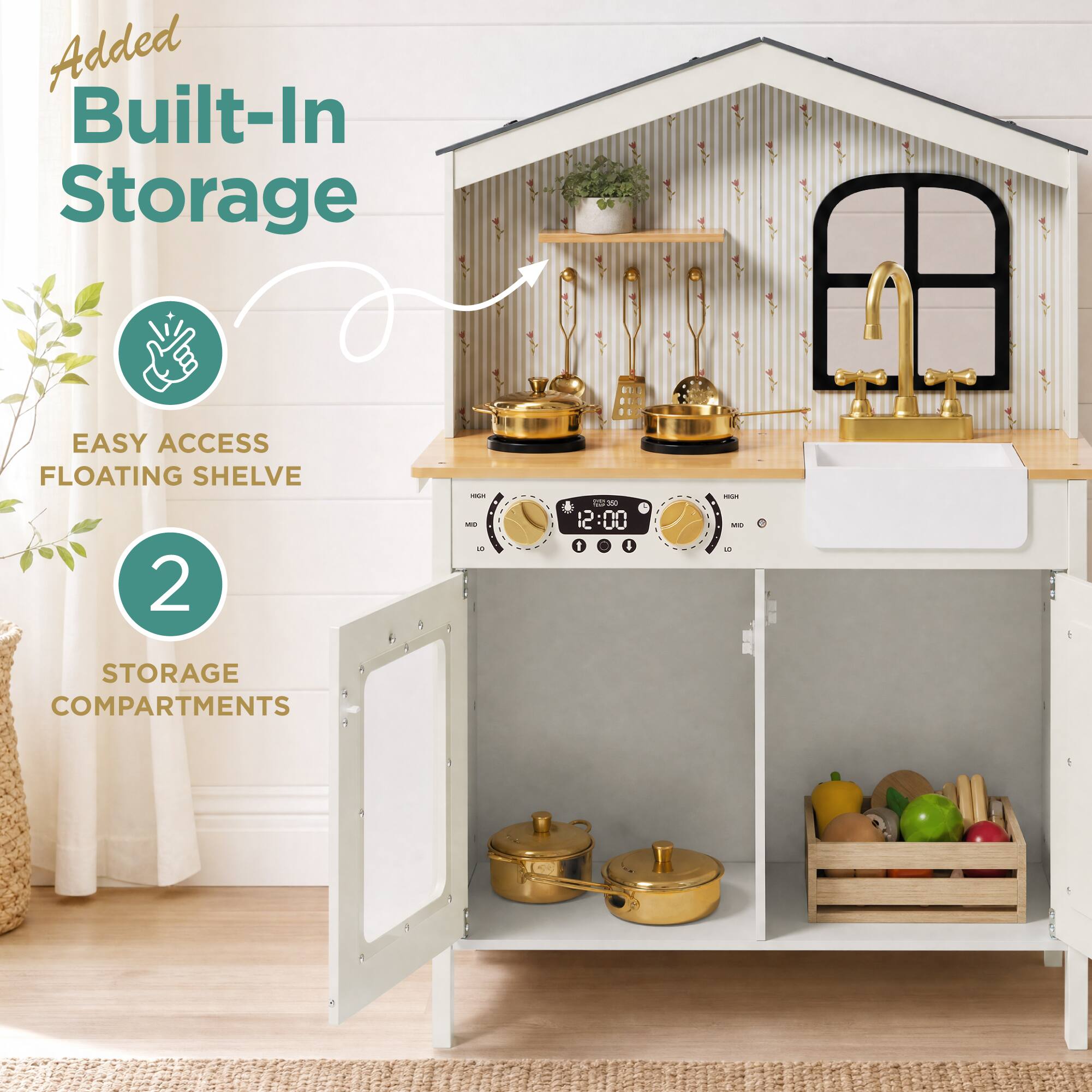 Added Built-In Storage

EASY ACCESS FLOATING SHELF

2 STORAGE COMPARTMENTS