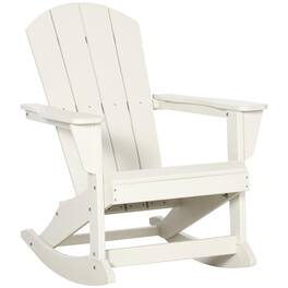 Outsunny - Adirondack Rocking Chair, All Weather HDPE Porch Rocker, Rocking Fire Pit Chair for Patio, Garden, Lawn - White