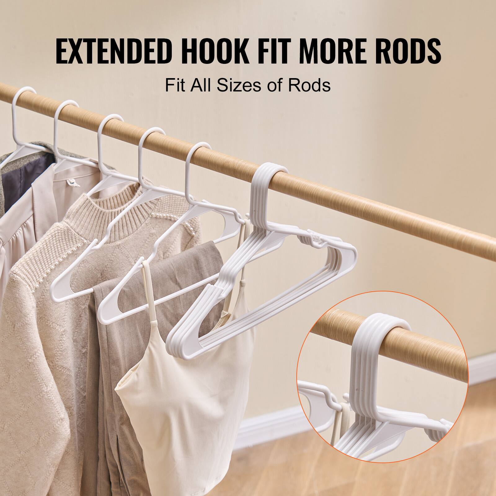 EXTENDED HOOK FIT MORE RODS  
Fit All Sizes of Rods