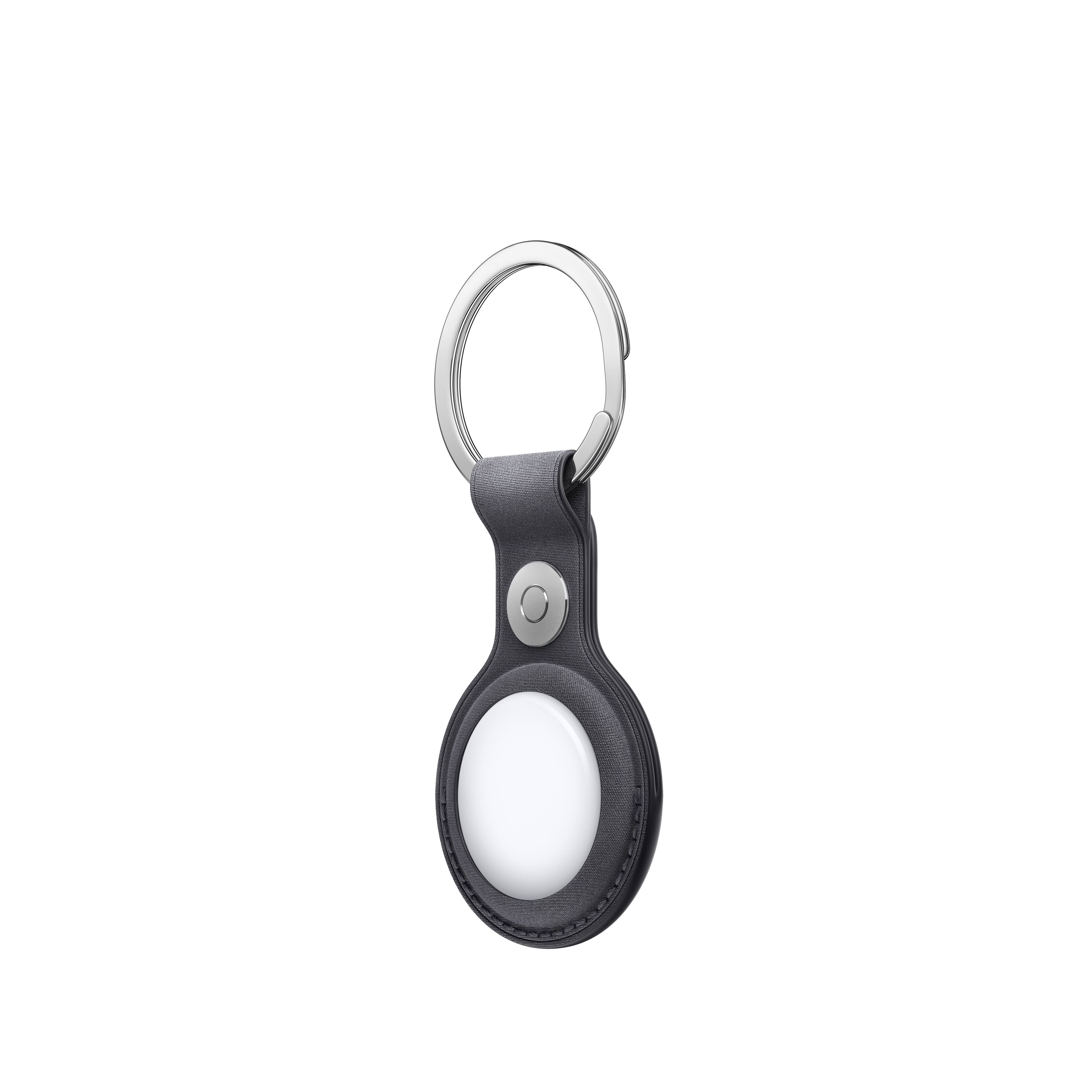 Angle. Apple - AirTag FineWoven Key Ring - Black.