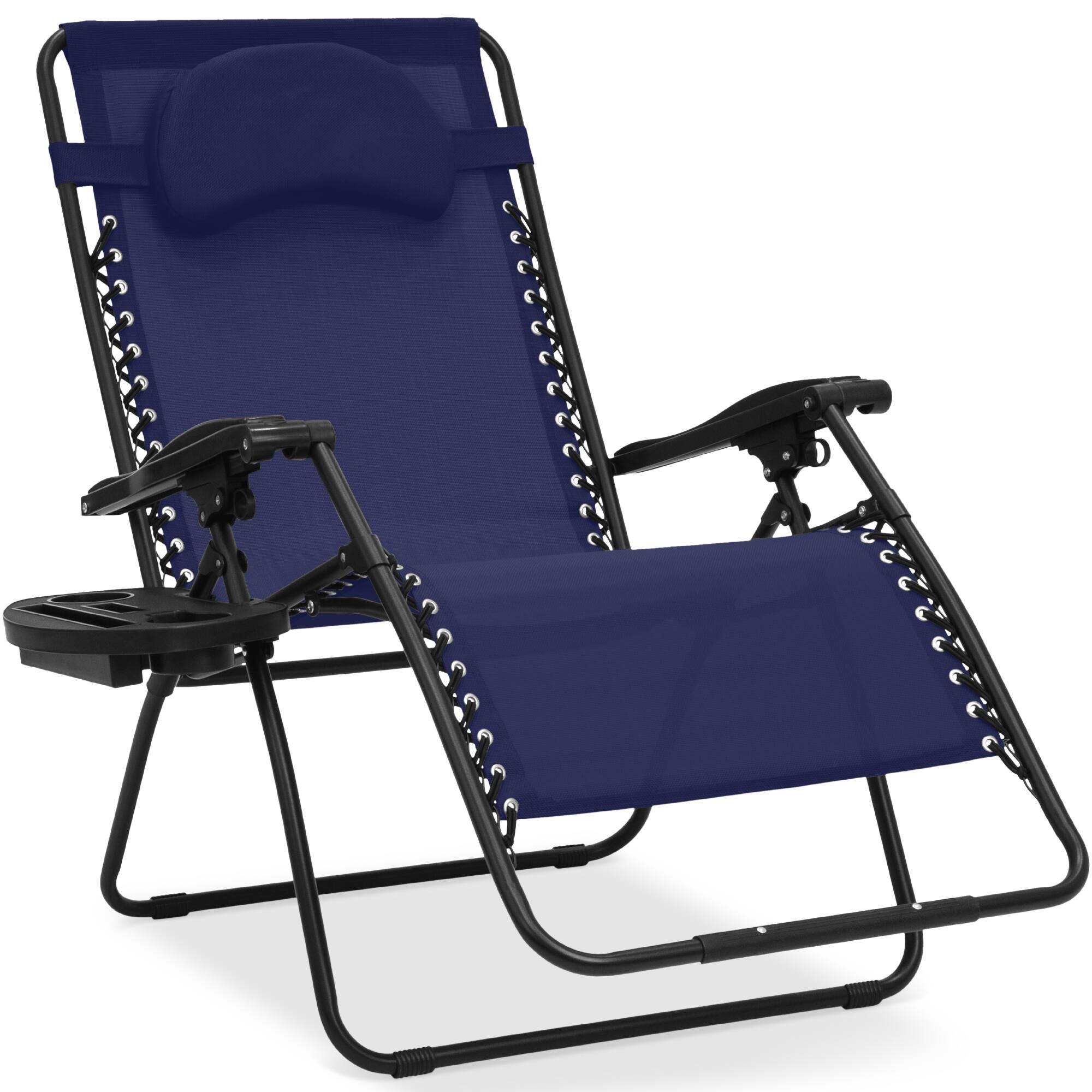 Best Choice Products - Oversized Zero Gravity Chair, Folding Outdoor Patio Recliner w/ Cup Holder - Navy