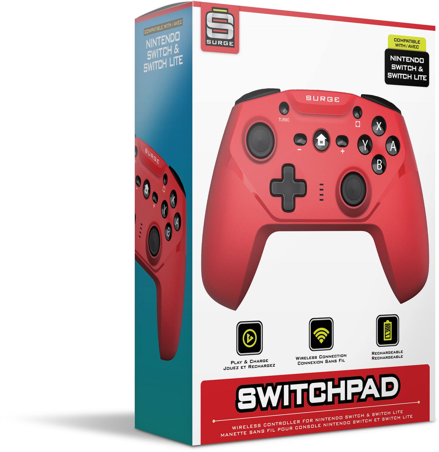 Sure, here is the corrected and grouped text:
---
**Compatible with / Avec Nintendo Switch & Switch Lite**
**Burge**
**Switchpad**
**Wireless Controller for Nintendo Switch & Switch Lite**
**Manette Sans Fil pour Console Nintendo Switch et Switch Lite**
**Play & Charge / Jouez et Rechargez**
**Wireless Connection / Connexion Sans Fil**
**Rechargeable / Rechargeable**
---
**Burge**
**TURBO**
**Compatible with / Avec Nintendo Switch & Switch Lite**
**Play & Charge / Jouez et Rechargez**
**Wireless Connection / Connexion Sans Fil**
**Rechargeable / Rechargeable**
---
**Switchpad**
**Wireless Controller for Nintendo Switch & Switch Lite**
**Manette Sans Fil pour Console Nintendo Switch et Switch Lite**