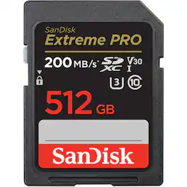 SANDISK - Extreme PRO UHS-I U3 SDXC Memory Card - 512GB, Single