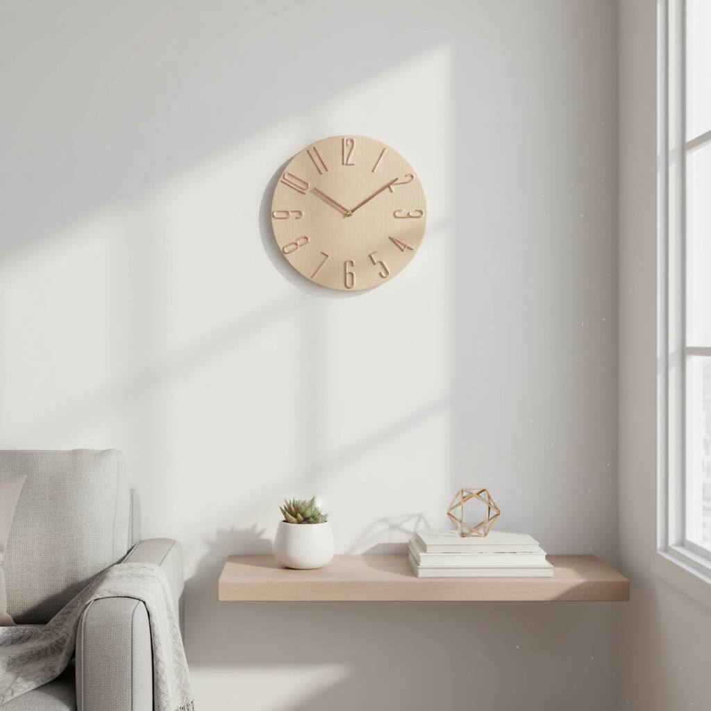 Alt View 1. Dazzed Corner - 12 inch Modern Wall Clock,Silent Clock, Wall Clocks Battery Operated - Beige.