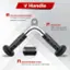 V Handle:

1. Chrome Plated Coating: Increases durability and prevents corrosion.
2. 3 Flat Knobs: Offer a secure grip and avoid slipping.
3. 2 Knurled Rubber Grips: Add friction to ensure a firm grip.