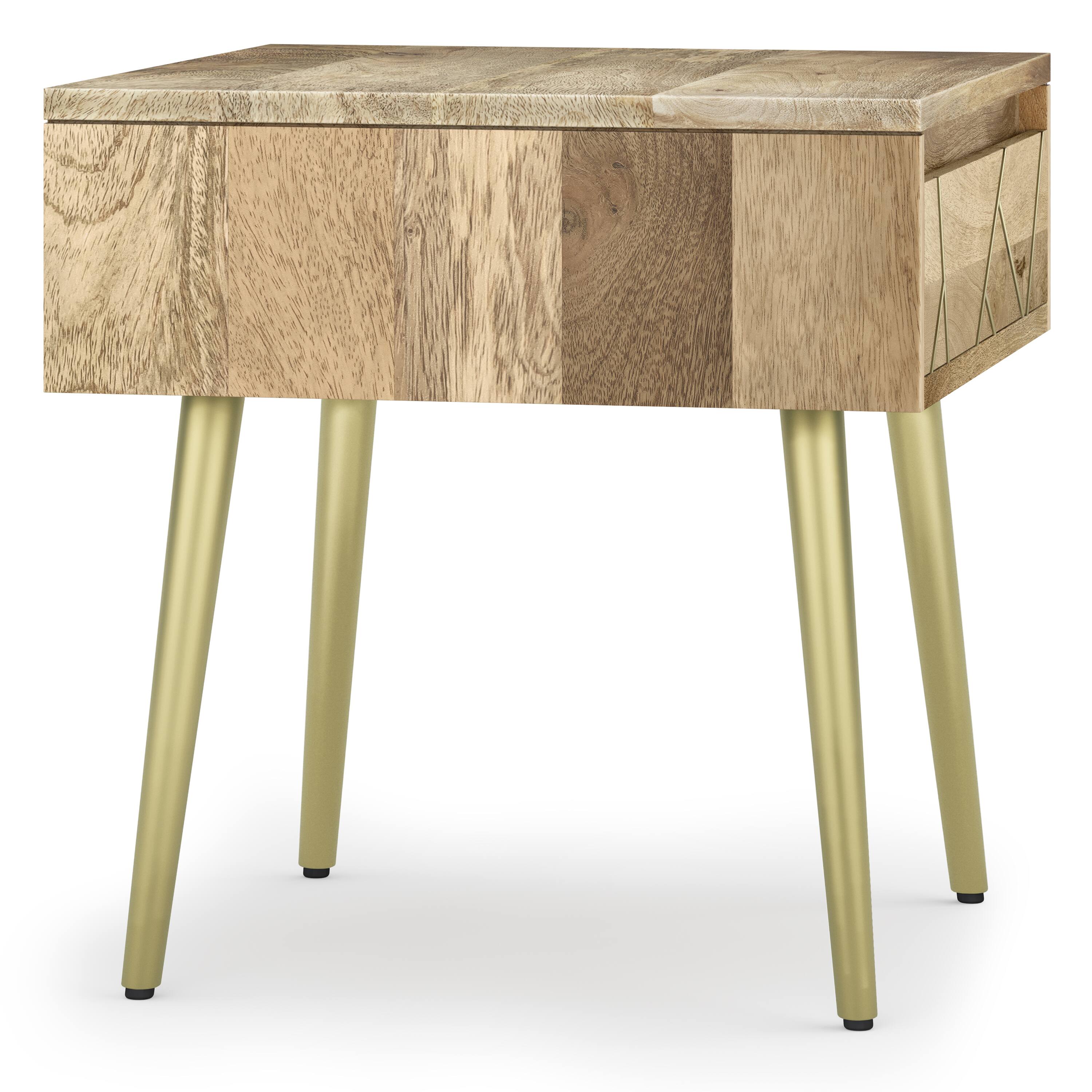 Alt View 3. Simpli Home - Jager Mid Century - Contemporary 22 inch Wide Metal Side Table in Natural - Natural.