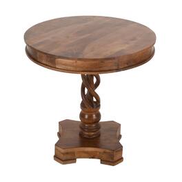 Manhattan Lane - 30 Inch Handcrafted Round Mango Wood Dinette, Artisanal Twisted Pedestal Base - Brown
