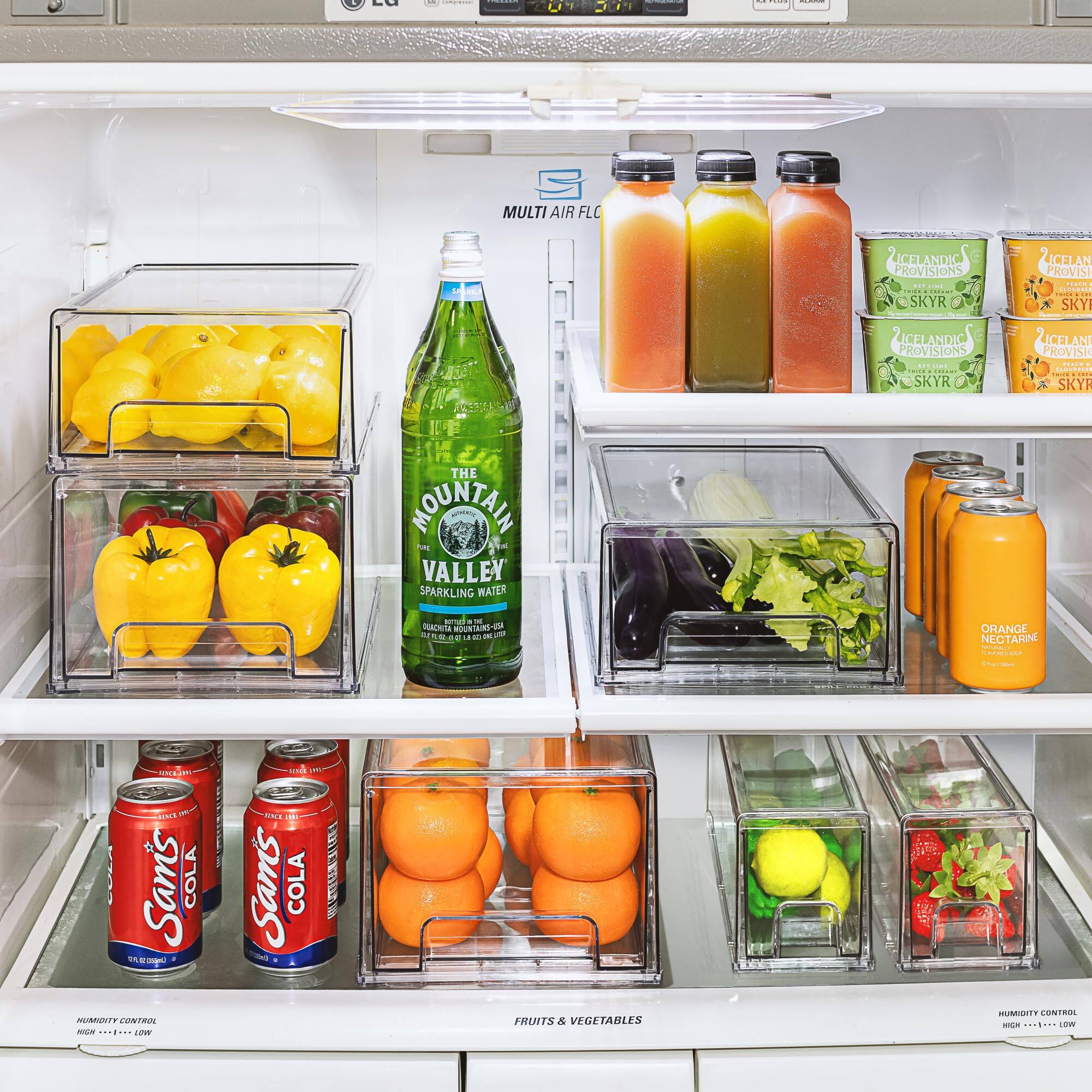 - The Mountain Valley Sparkling Water
- Icelandic Provisions Skyr
- Sam's Cola
- Orange Nectarine
- Fruits & Vegetables
- Humidity Control
- Multi Air Flow