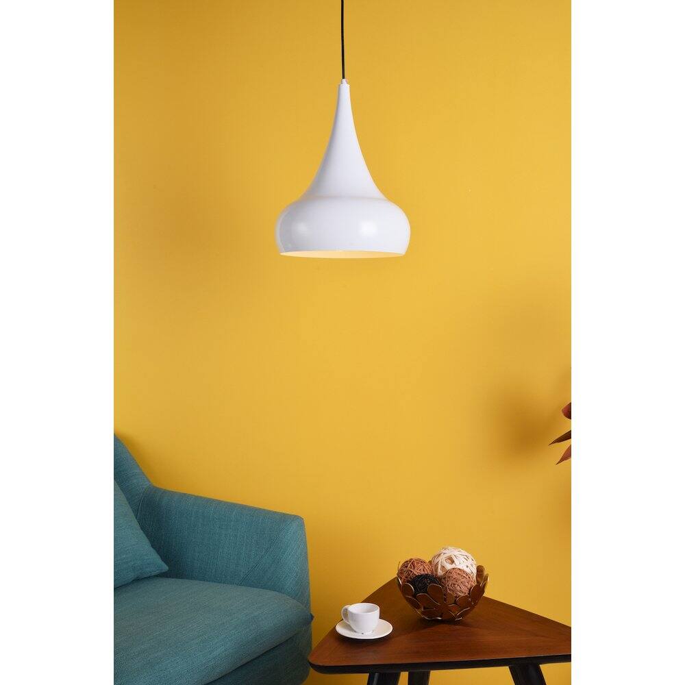 Alt View 4. Living District - Circa 1 Light White Pendant - White.
