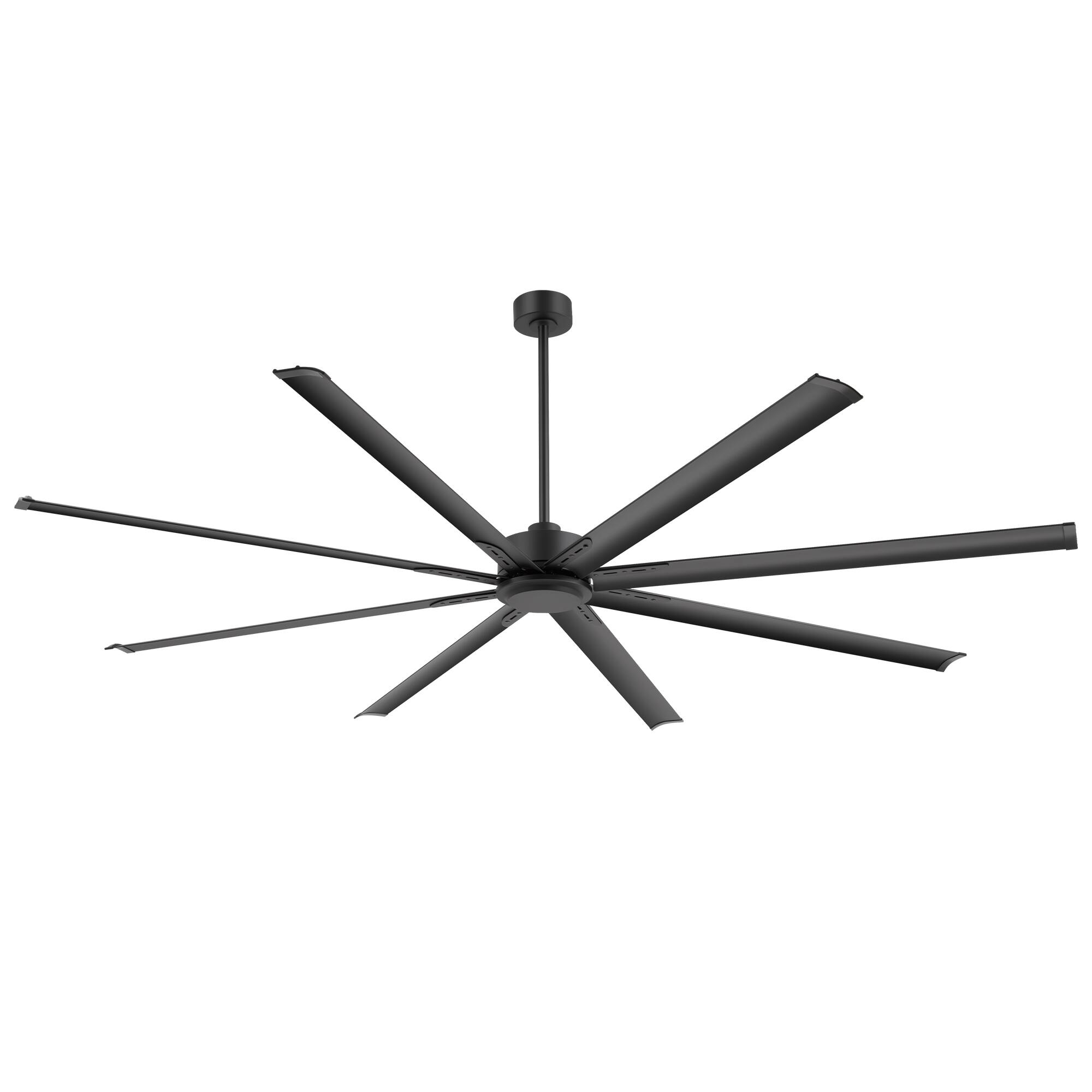 Angle. Breezary - 84/96/120 Inch Extra Large HVLS Commercial Ceiling Fan, No Light, Aluminum Blades, DC Motor, Remote, 3 Downrods Included - 96-in Black.