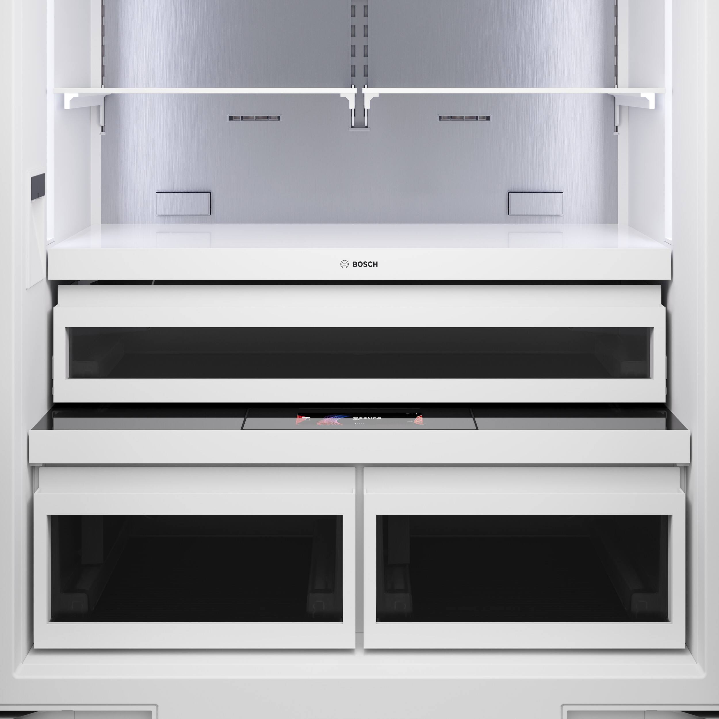 Alt View 5. Bosch - Benchmark Series 20.1 Cu. Ft. French Door Counter-Depth Smart Refrigerator - Custom Panel Ready.