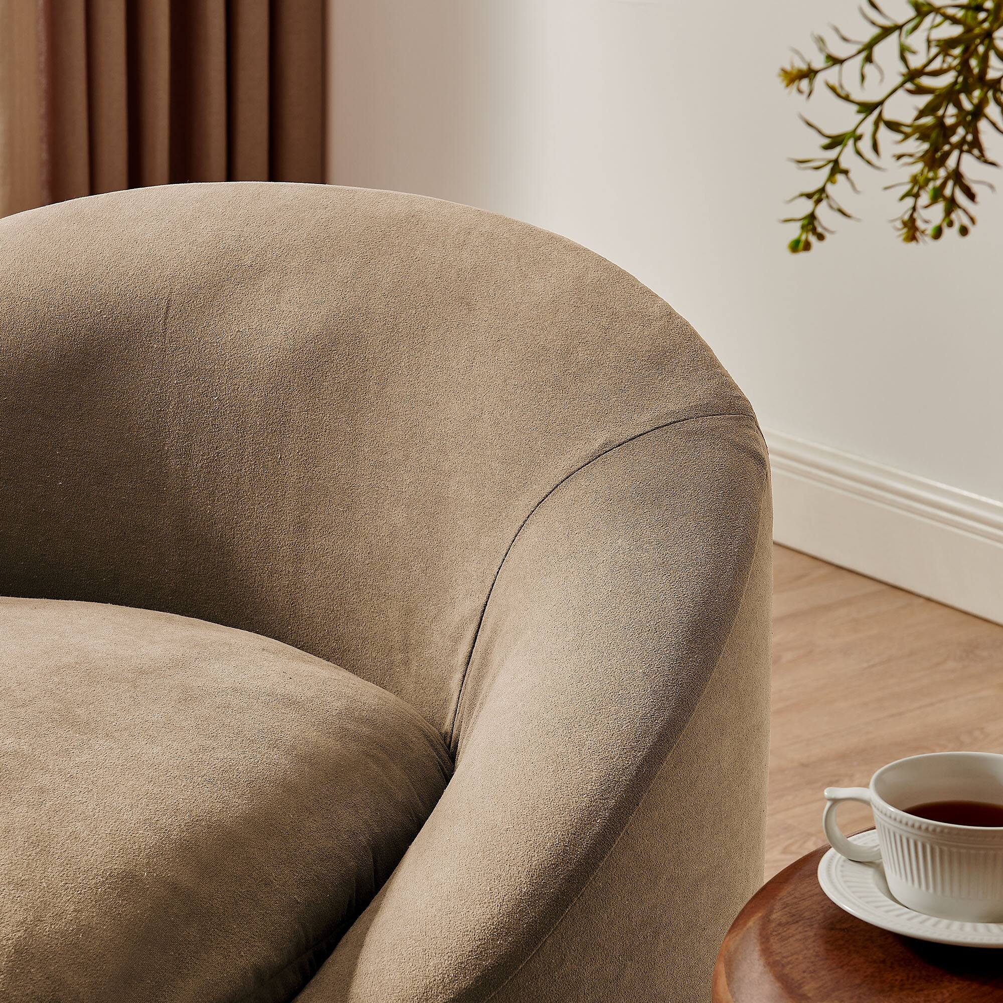 Alt View 1. Modway - Sadie Slipcovered Linen-Blend Round Accent Chair by Modway - Almond.