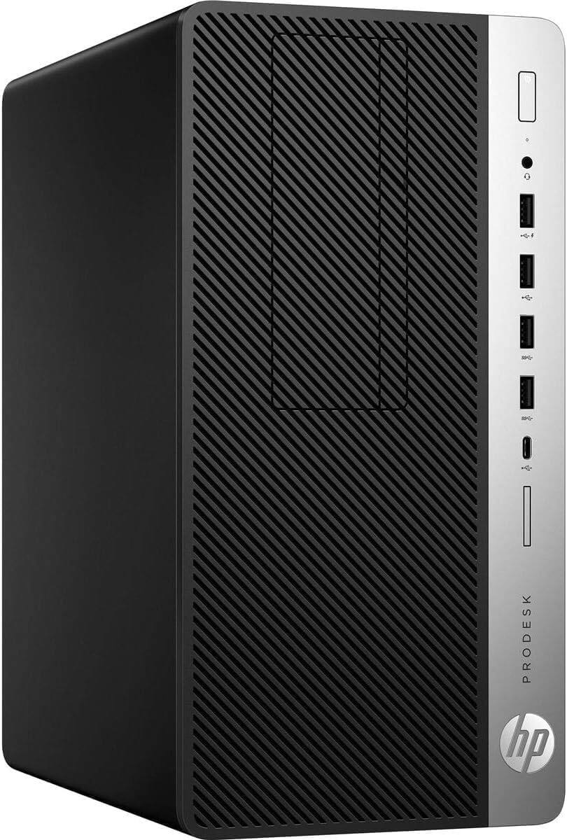 Back. HP - HP ProDesk 600G4 Tower Desktop PC, Intel i7-8700, 32GB DDR4 RAM, 500GB SSD, Keyboard + Mouse, Wi-Fi + BT, Win11 Pro - Black.