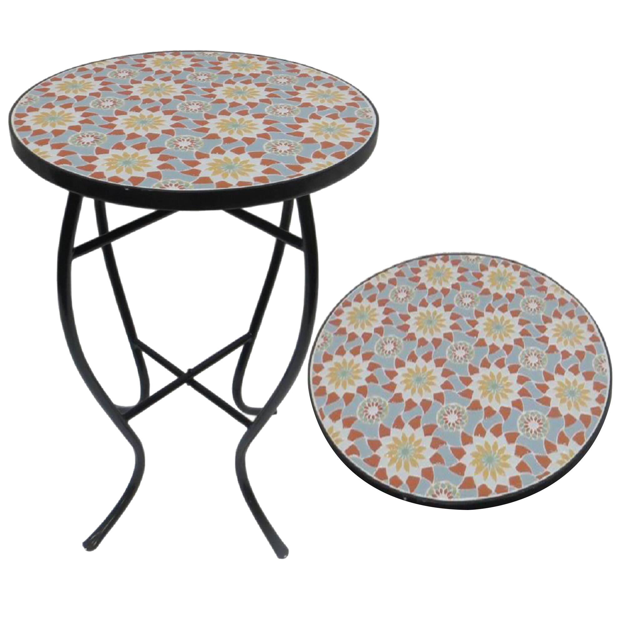 Angle. Jiallo - Mosaic Art Collection Floral Accent Table - Multi colors.