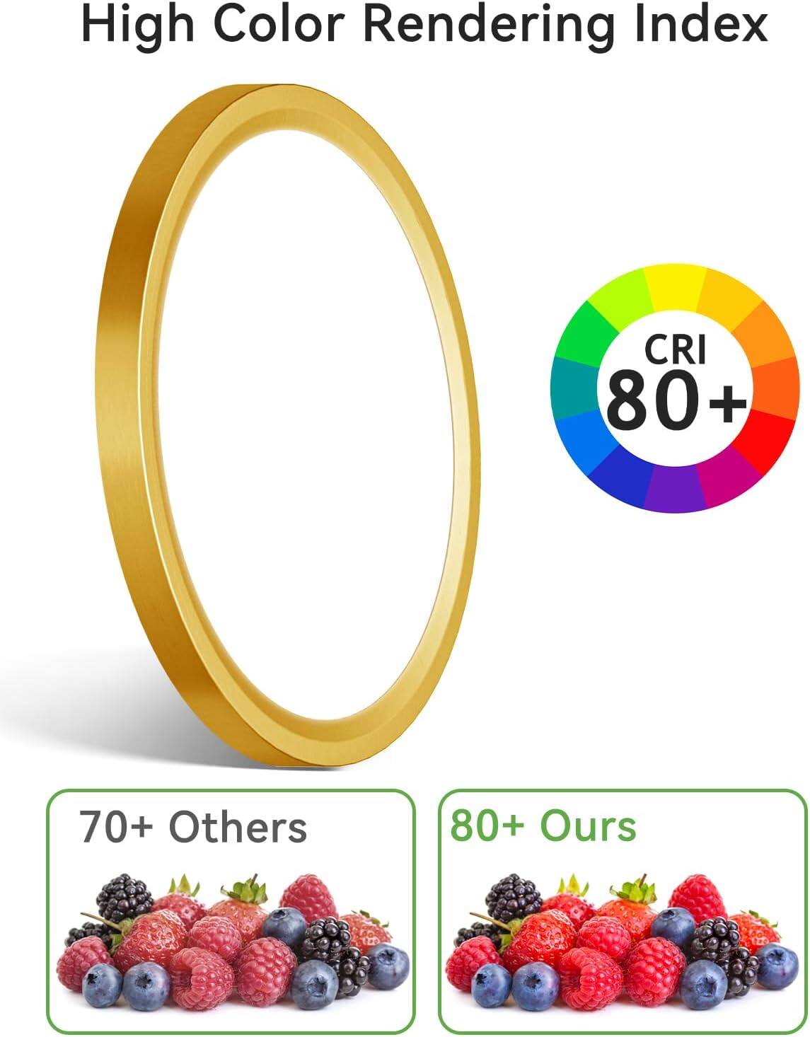 High Color Rendering Index  
CRI 80+  
70+ Others  
80+ Ours