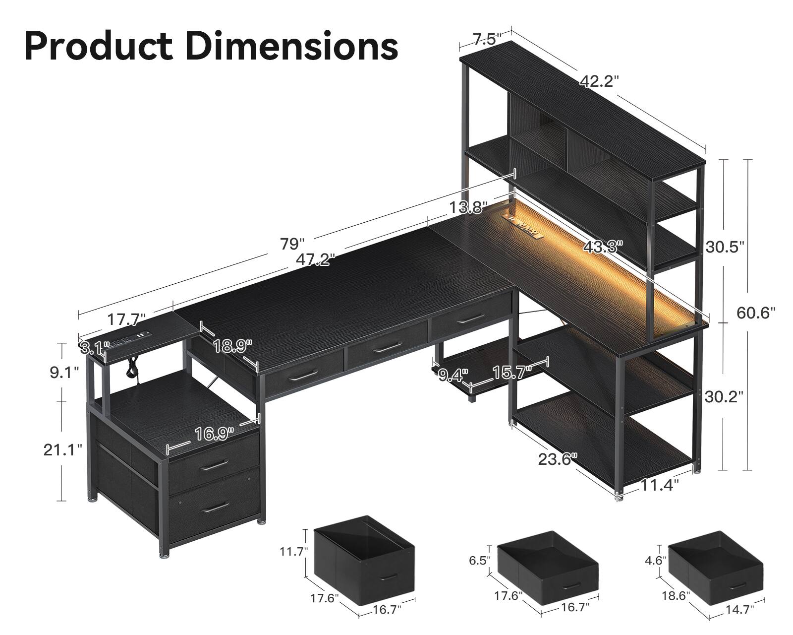 Product Dimensions

- 7.5"
- 42.2"
- 13.8"
- 79"
- 47.2"
- 43.3"
- 30.5"
- 17.7"
- 3.19"
- 9.1"
- 18.9"
- 9.4"
- 15.7"
- 60.6"
- 30.2"
- 21.1"
- 16.9"
- 23.6"
- 11.4"
- 11.7"
- 6.5"
- 4.6"
- 17.6"
- 16.7"
- 18.6"
- 14.7"